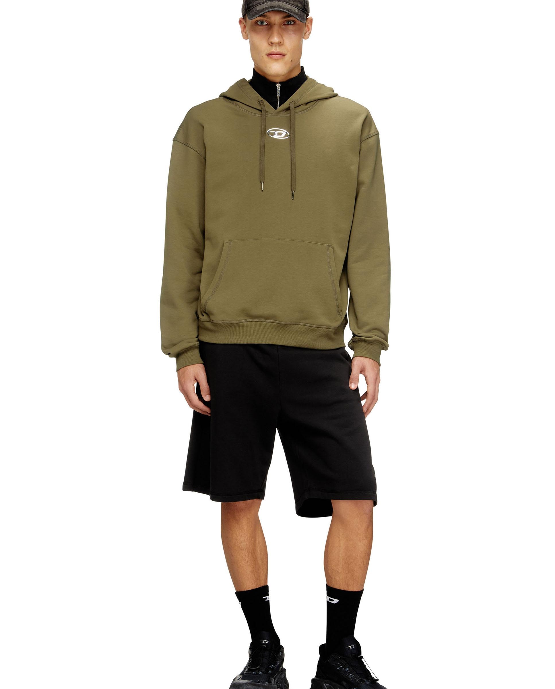 Sudadera de hombre con capucha de algodón con oval d metálico. - Diesel - Kaki Kaki-3