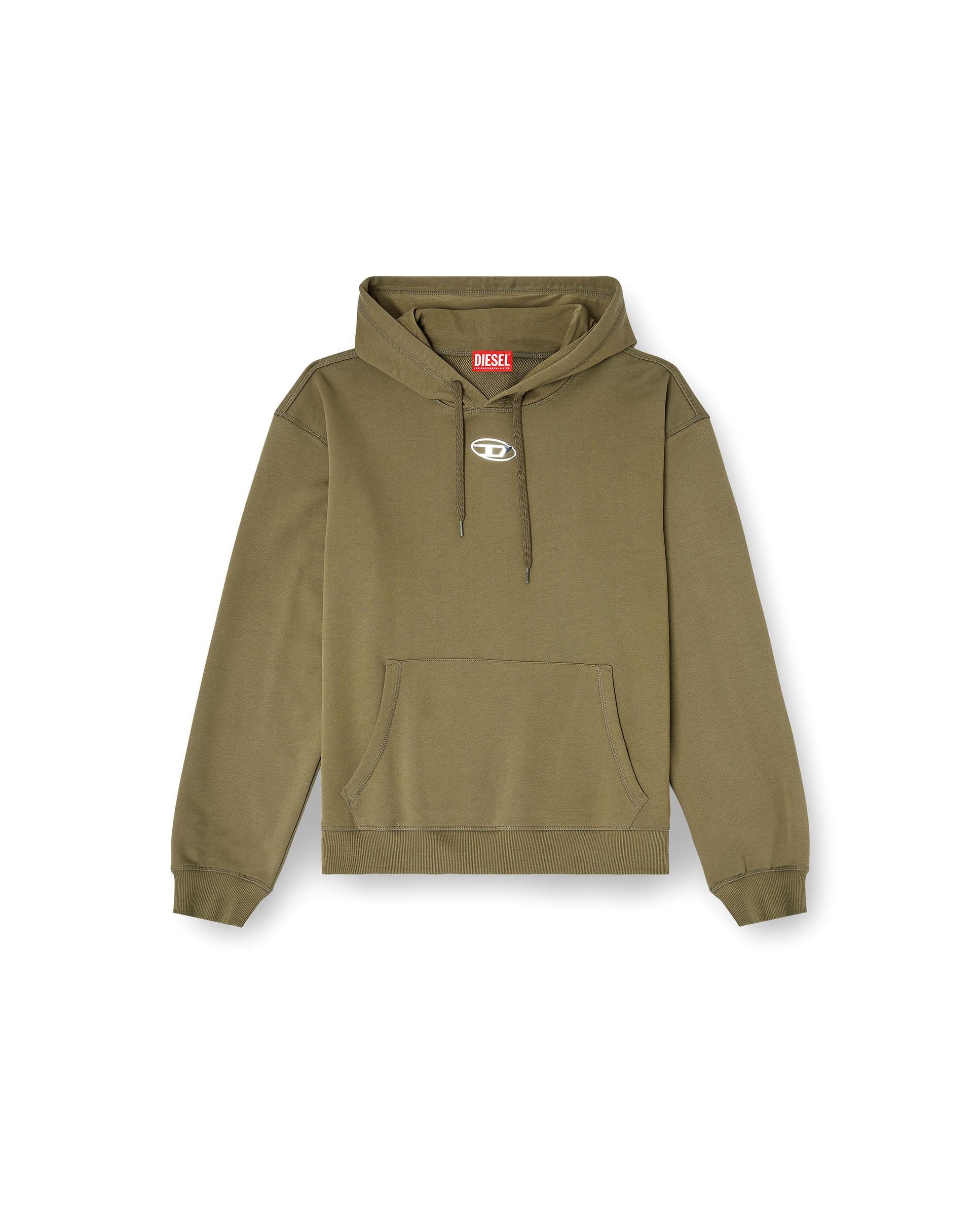 Sudadera de hombre con capucha de algodón con oval d metálico. - Diesel - Kaki Kaki-4