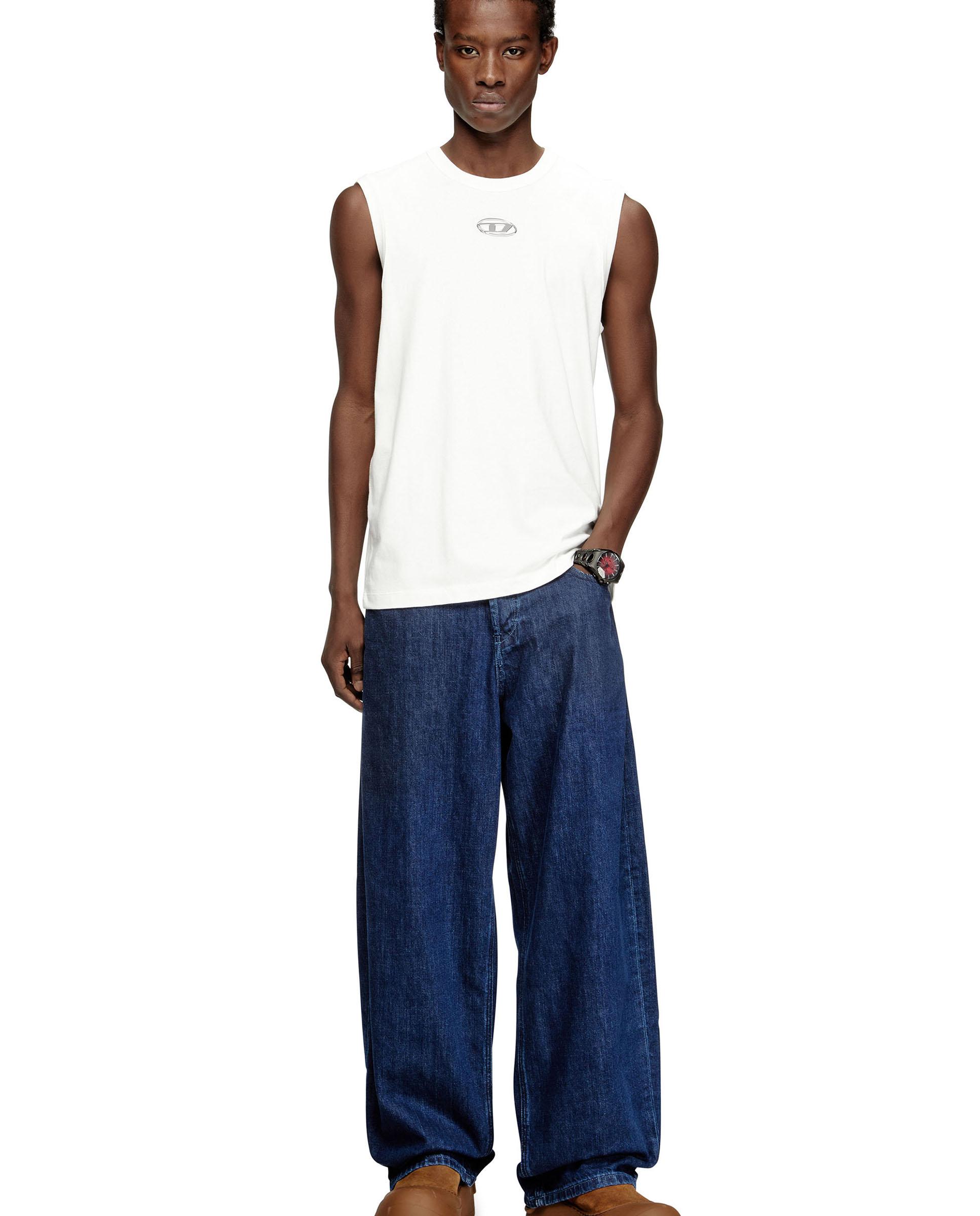 Imagen 3 de Camiseta de tirantes de hombre de algodón con oval d metálico - Diesel - Blanco Blanco