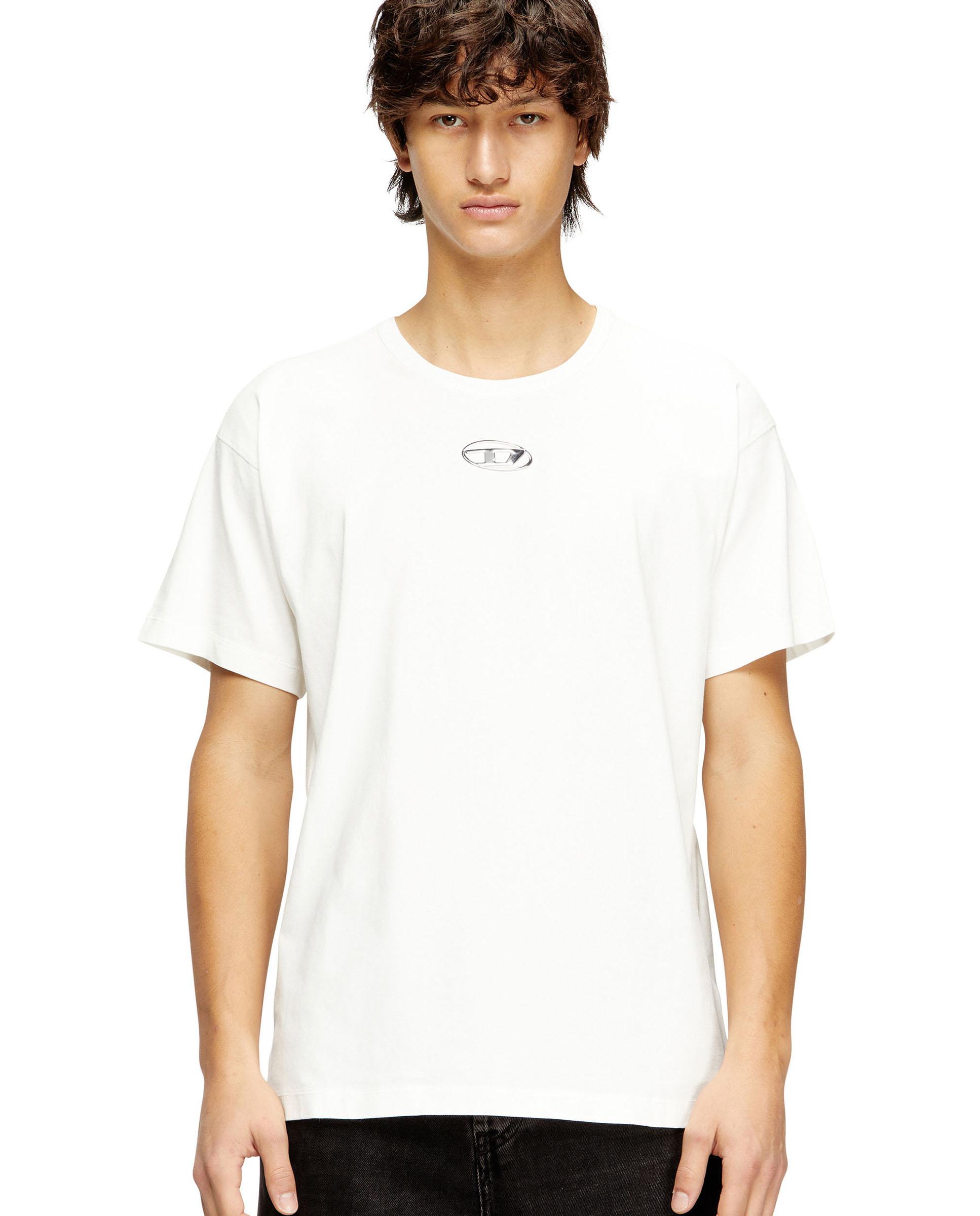 Diesel - Camiseta de manga corta de hombre DIESEL con logo plateado.