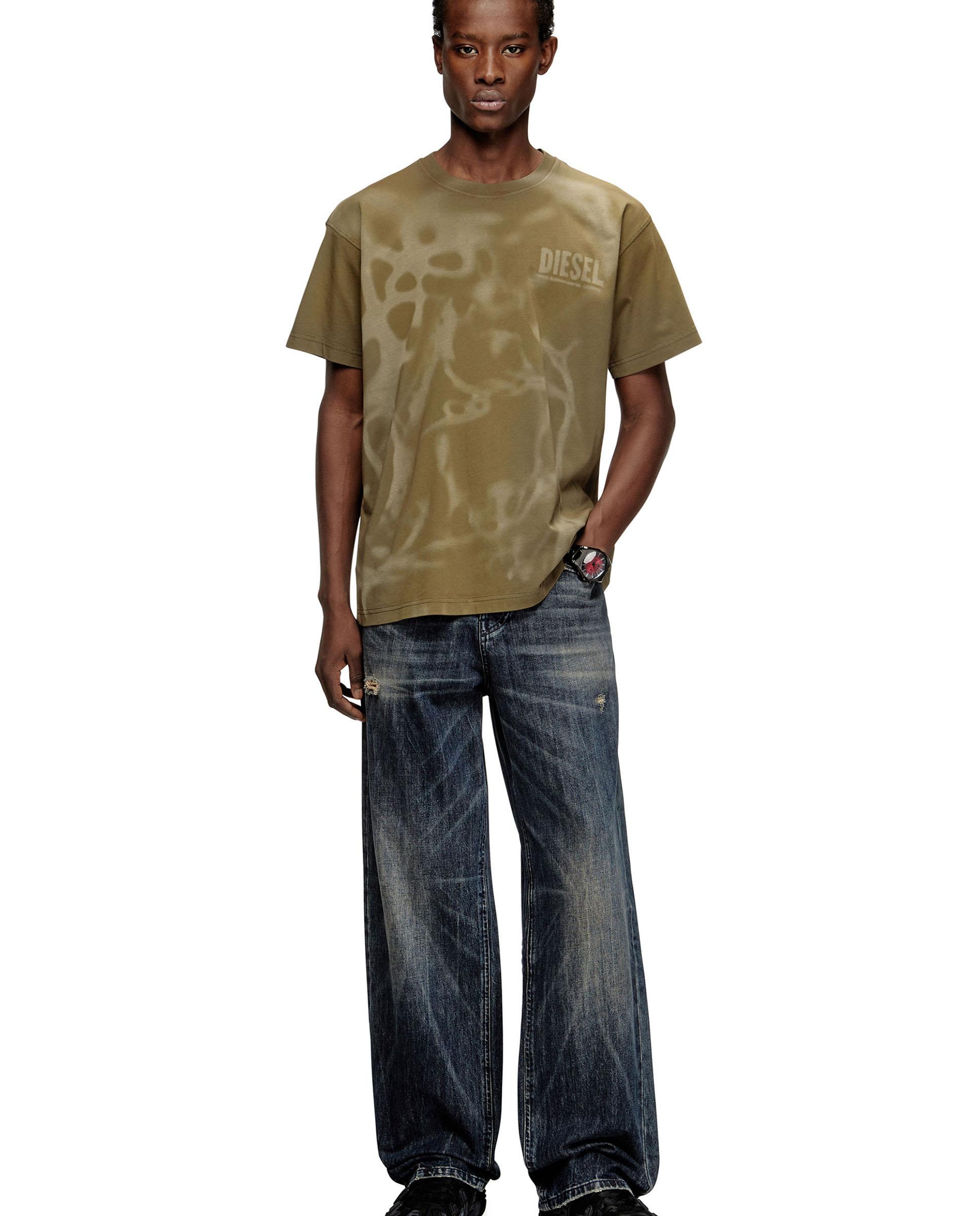 Camiseta de manga corta de hombre DIESEL con estampado láser - Kaki Kaki-4