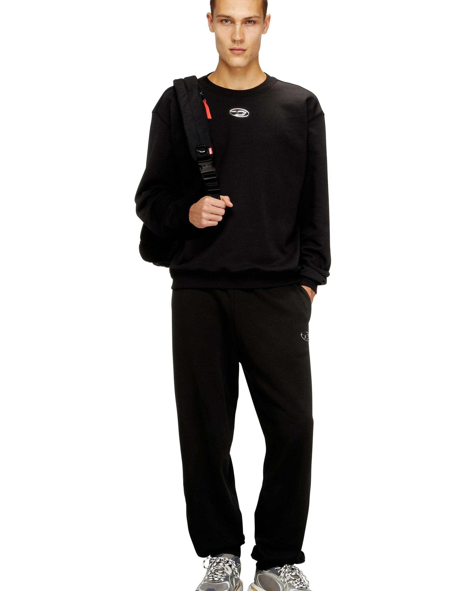 Sudadera de hombre regular con oval d metálico sin capucha - Diesel - Negro Negro-3