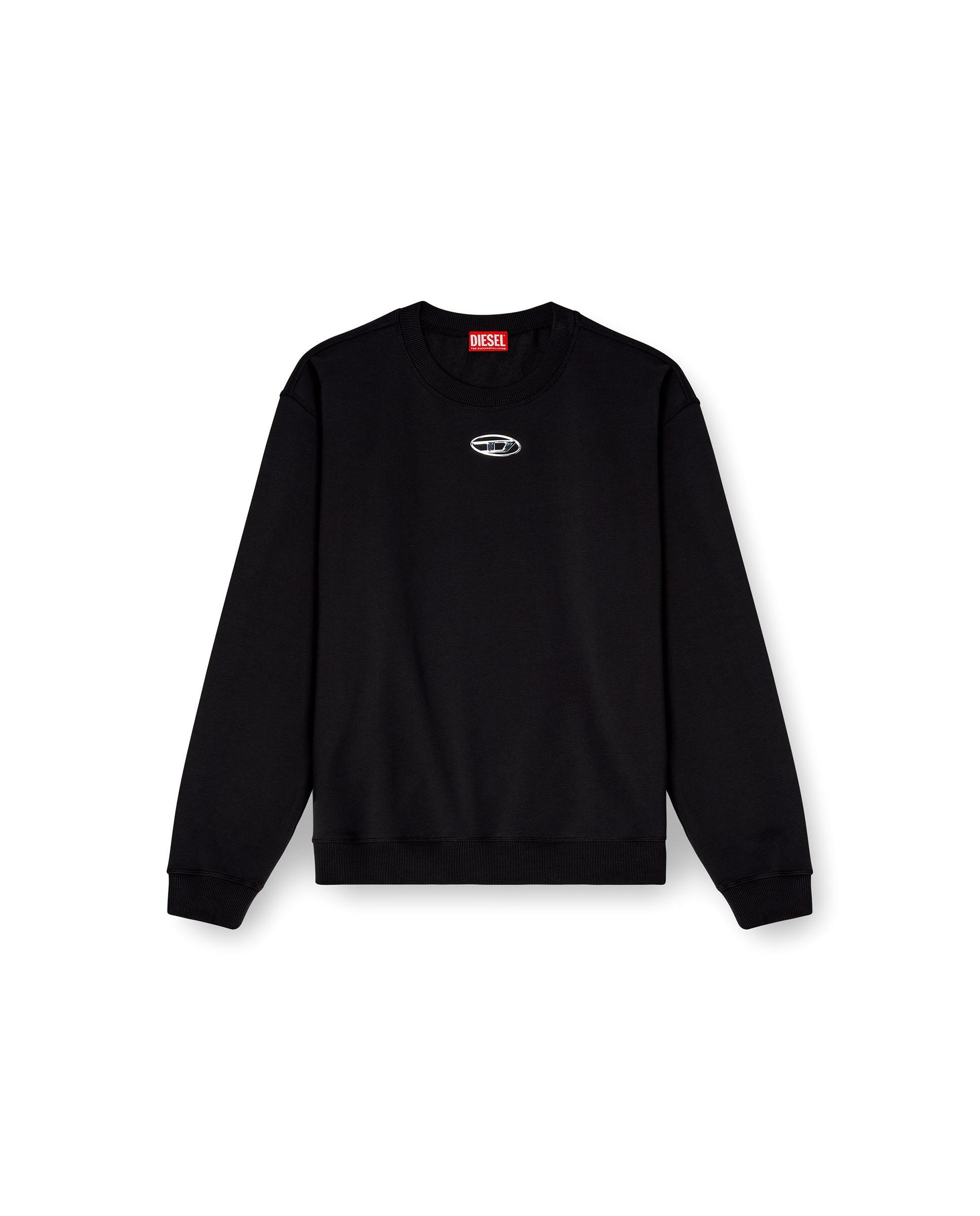 Sudadera de hombre regular con oval d metálico sin capucha - Diesel - Negro Negro-4
