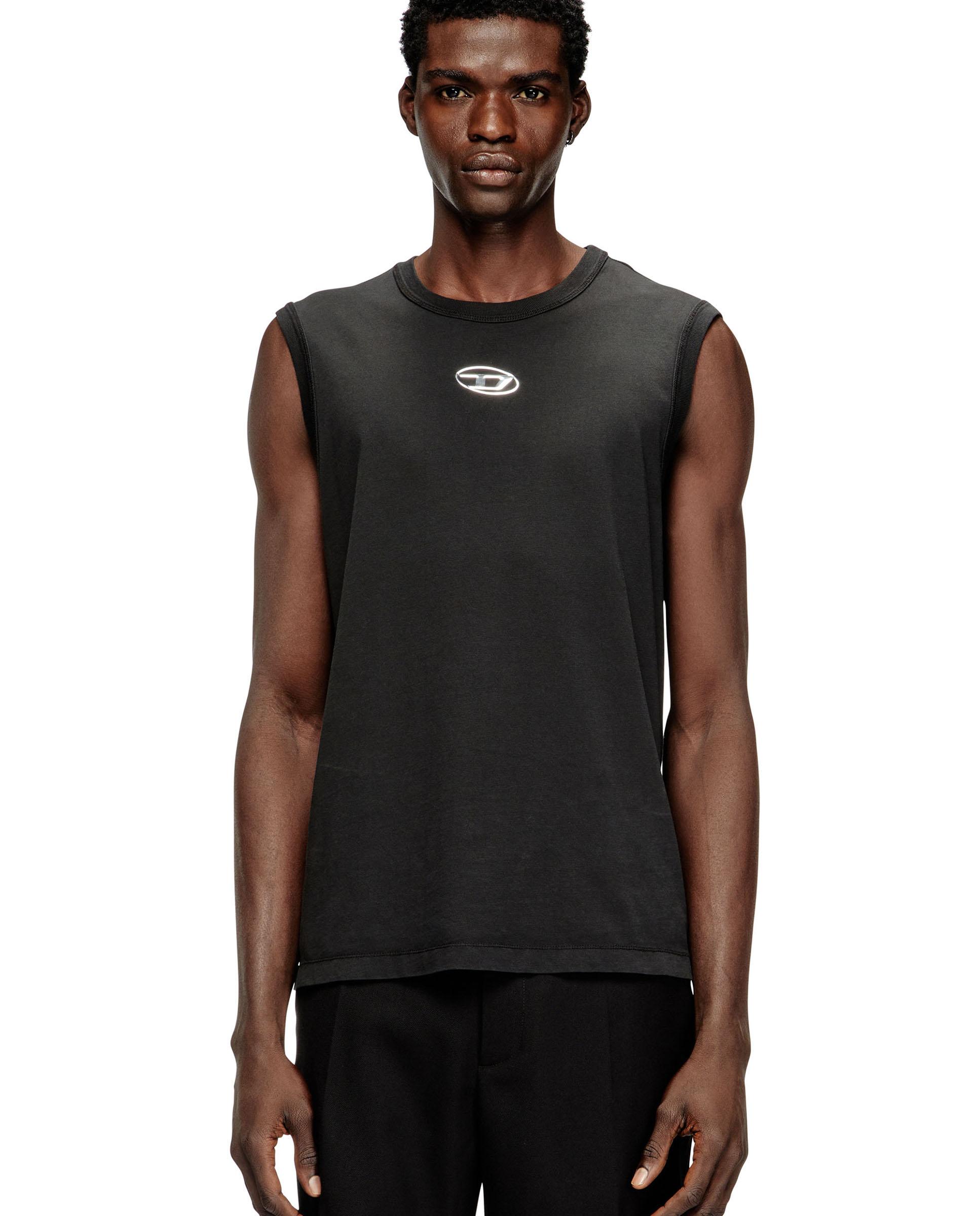 Imagen 1 de Camiseta de tirantes de hombre de algodón con oval d metálico Negro