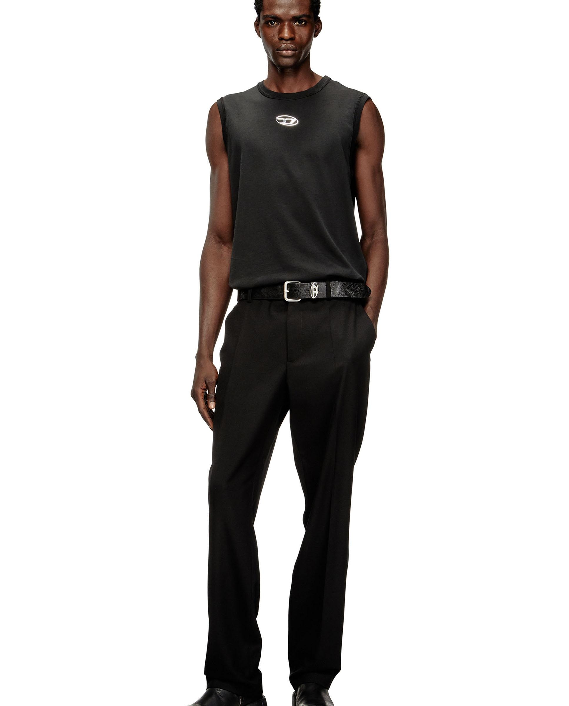 Imagen 3 de Camiseta de tirantes de hombre de algodón con oval d metálico - Diesel - Negro Negro