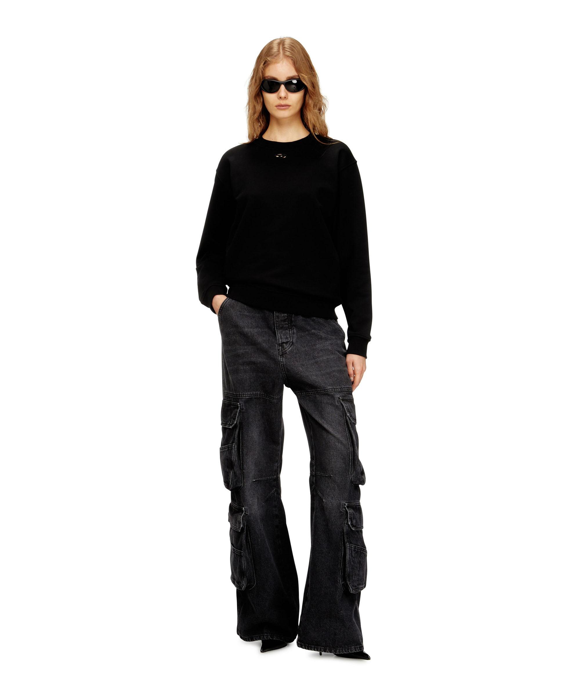 Sudadera de mujer 100% algodón con cuello redondo - Diesel - Negro Negro-3