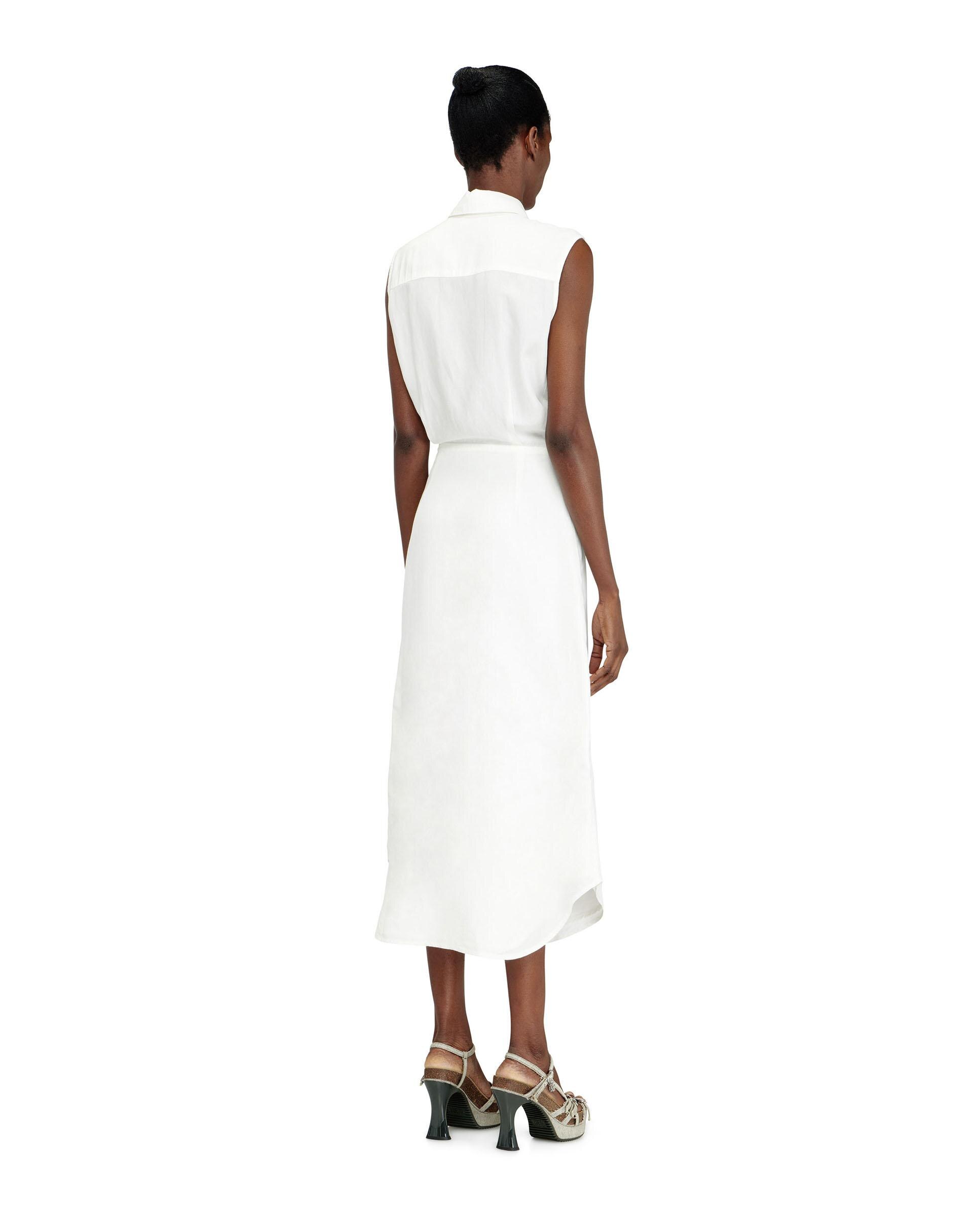 Vestido midi de mezcla de lino con detalle de nudo - Diesel - Blanco Blanco-2