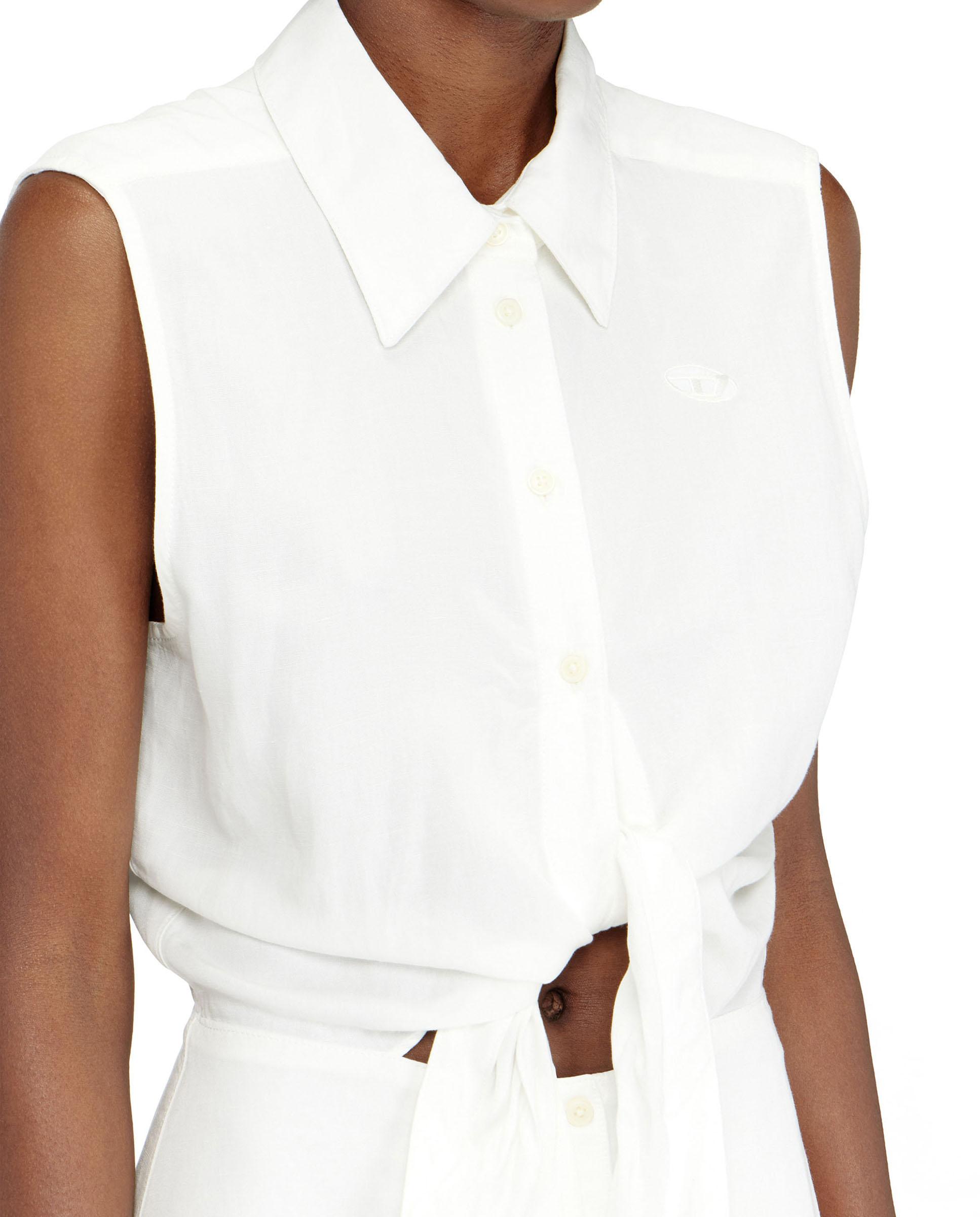 Vestido midi de mezcla de lino con detalle de nudo - Diesel - Blanco Blanco-3