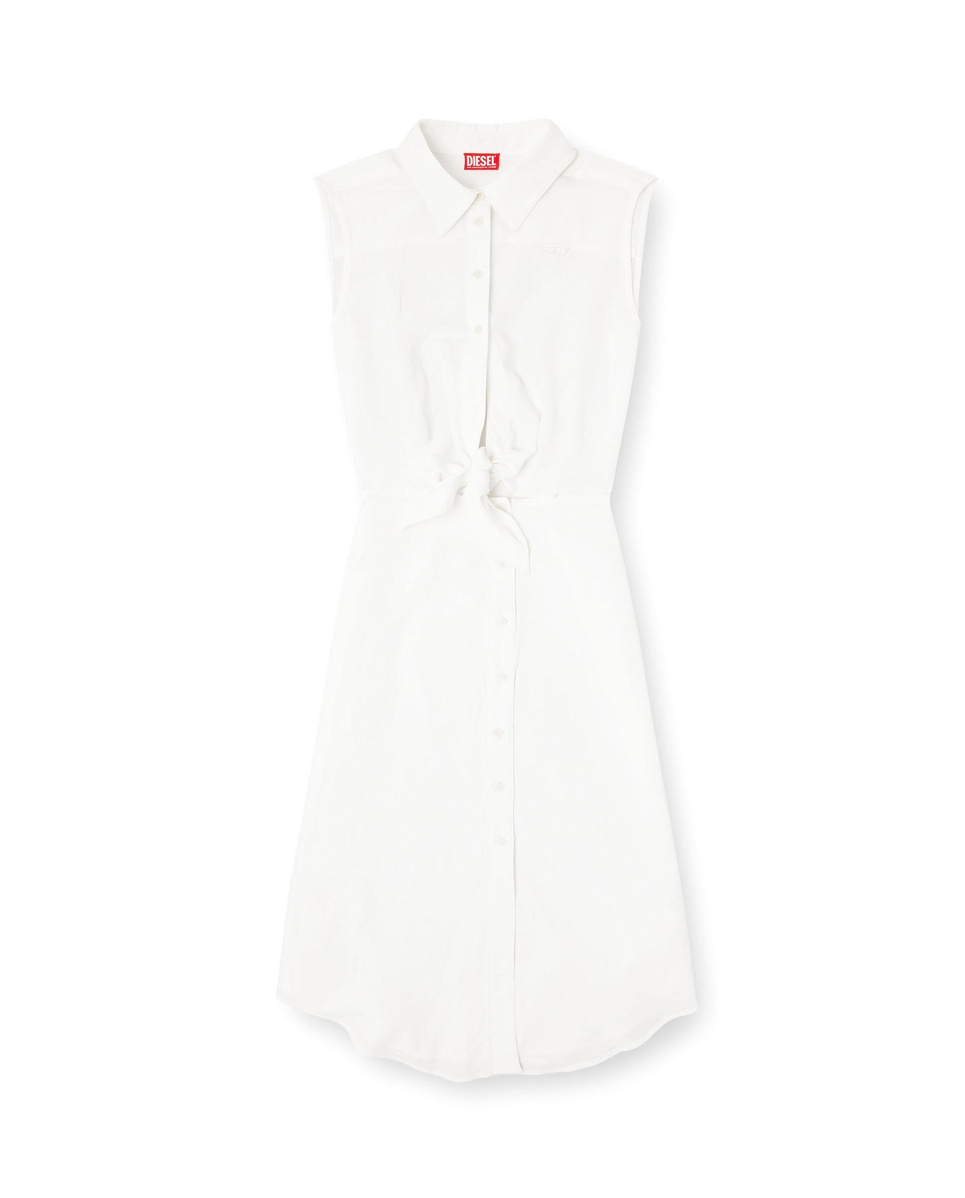 Vestido midi de mezcla de lino con detalle de nudo - Diesel - Blanco Blanco-5