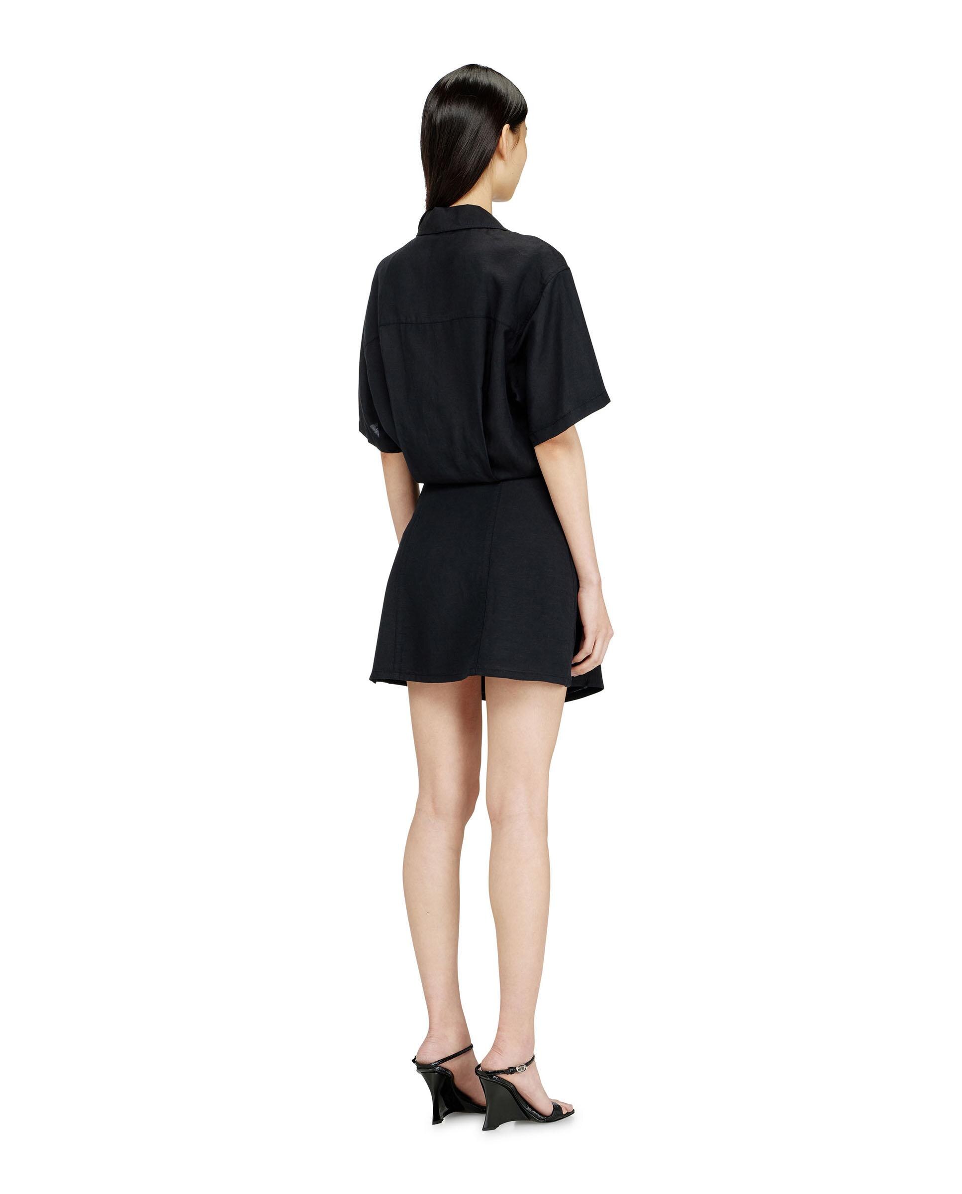 Vestido corto de mezcla de lino con nudo en la cintura - Diesel - Negro Negro-2