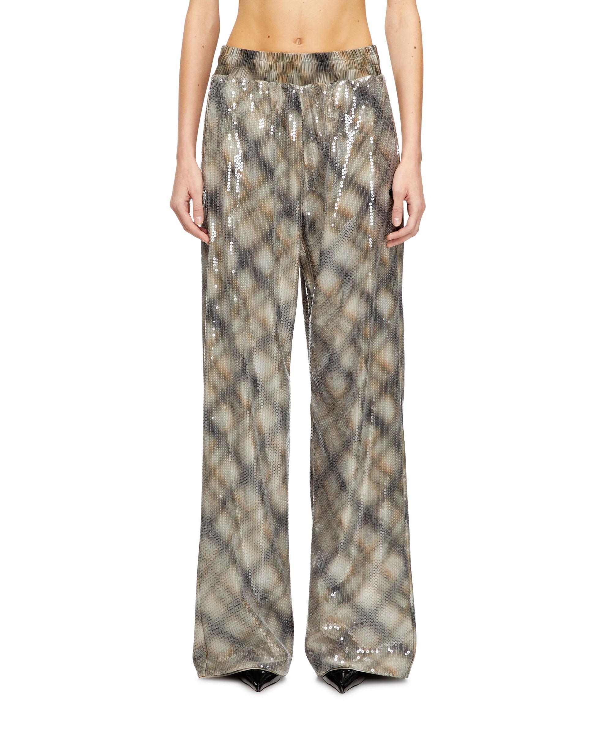 Pantalón ancho de mujer DIESEL con lentejuelas transparentes - Multicolor Multicolor-1