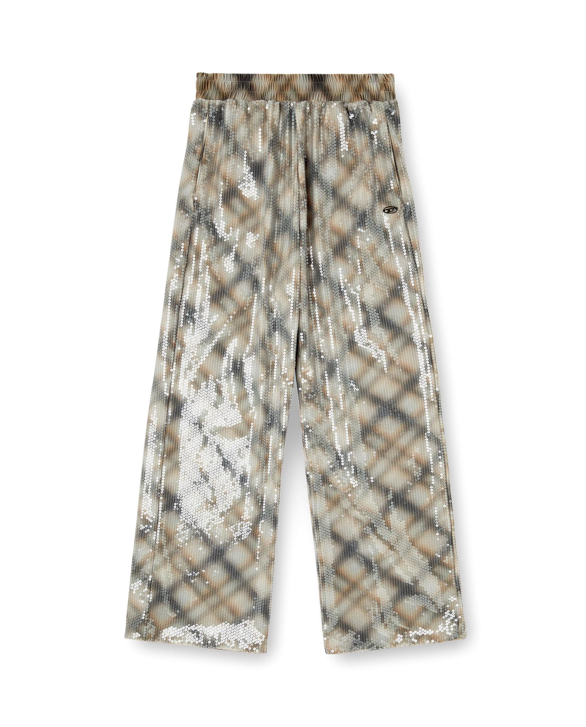Pantalón ancho de mujer DIESEL con lentejuelas transparentes - Multicolor Multicolor-4