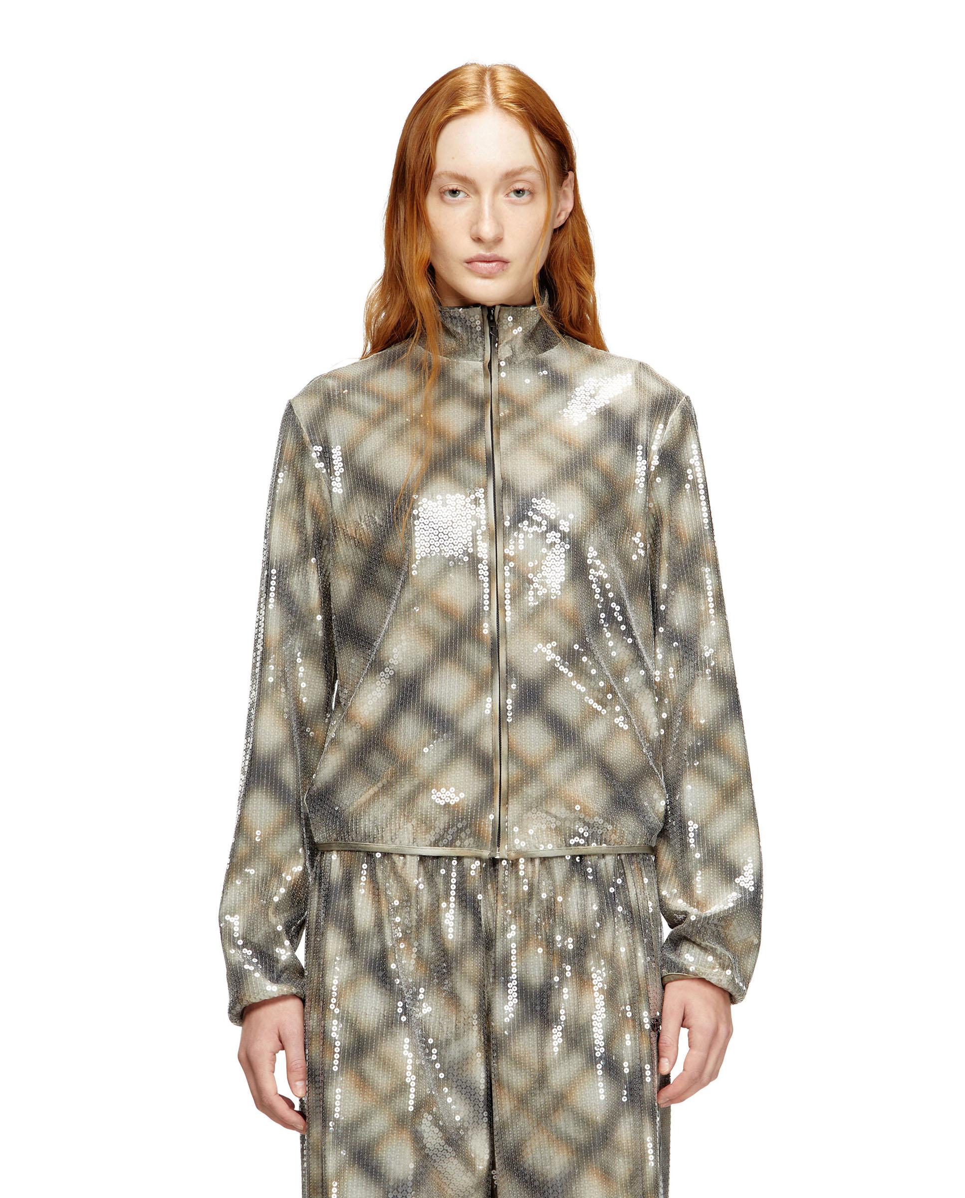 Diesel - Sudadera de mujer DIESELcon cremallera y lentejuelas transparentes.