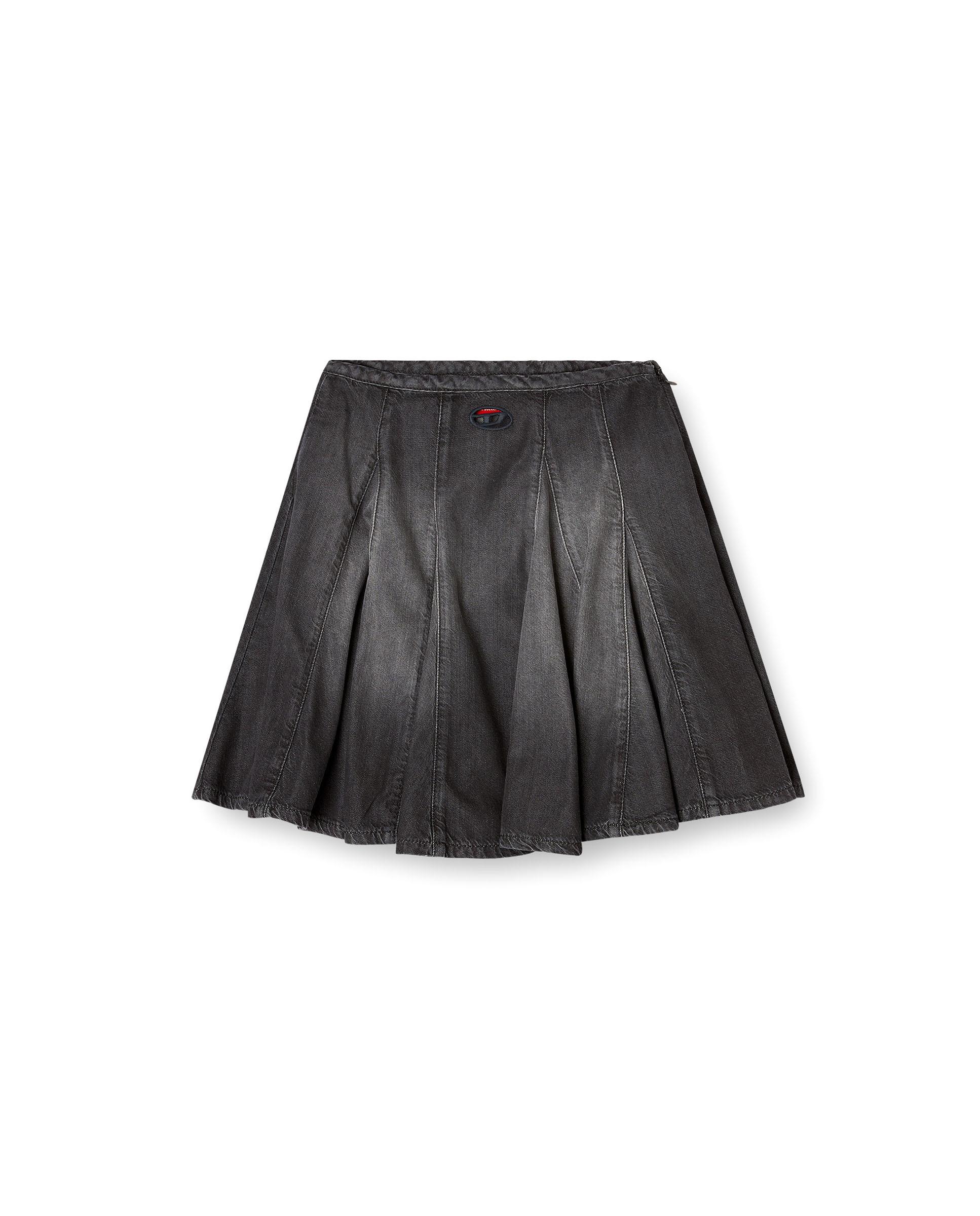 Falda corta DIESEL denim plisada - Negro Negro-4