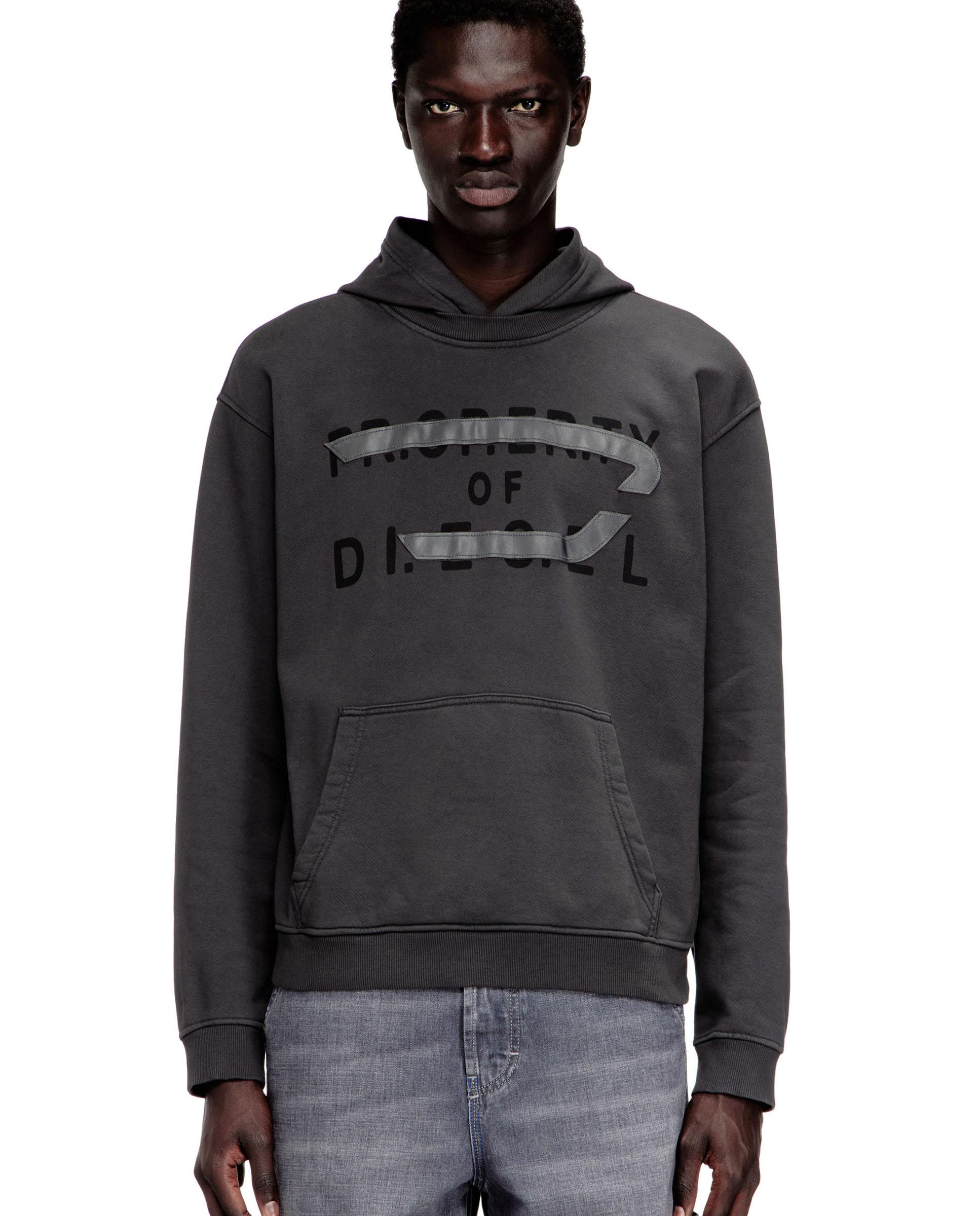 Imagen 0 de Sudadera con capucha de hombre de algodón con aplique de D Gris oscuro
