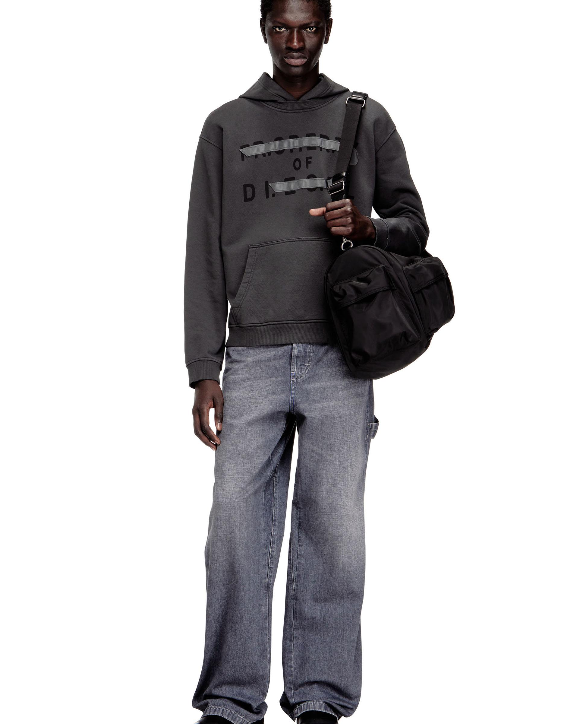 Sudadera con capucha de hombre de algodón con aplique de D - Diesel - Gris oscuro Gris oscuro-3