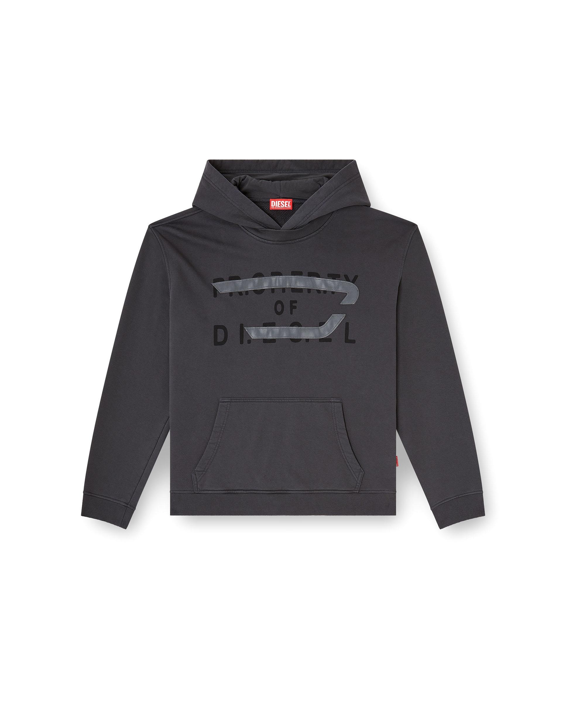 Sudadera con capucha de hombre de algodón con aplique de D - Diesel - Gris oscuro Gris oscuro-4
