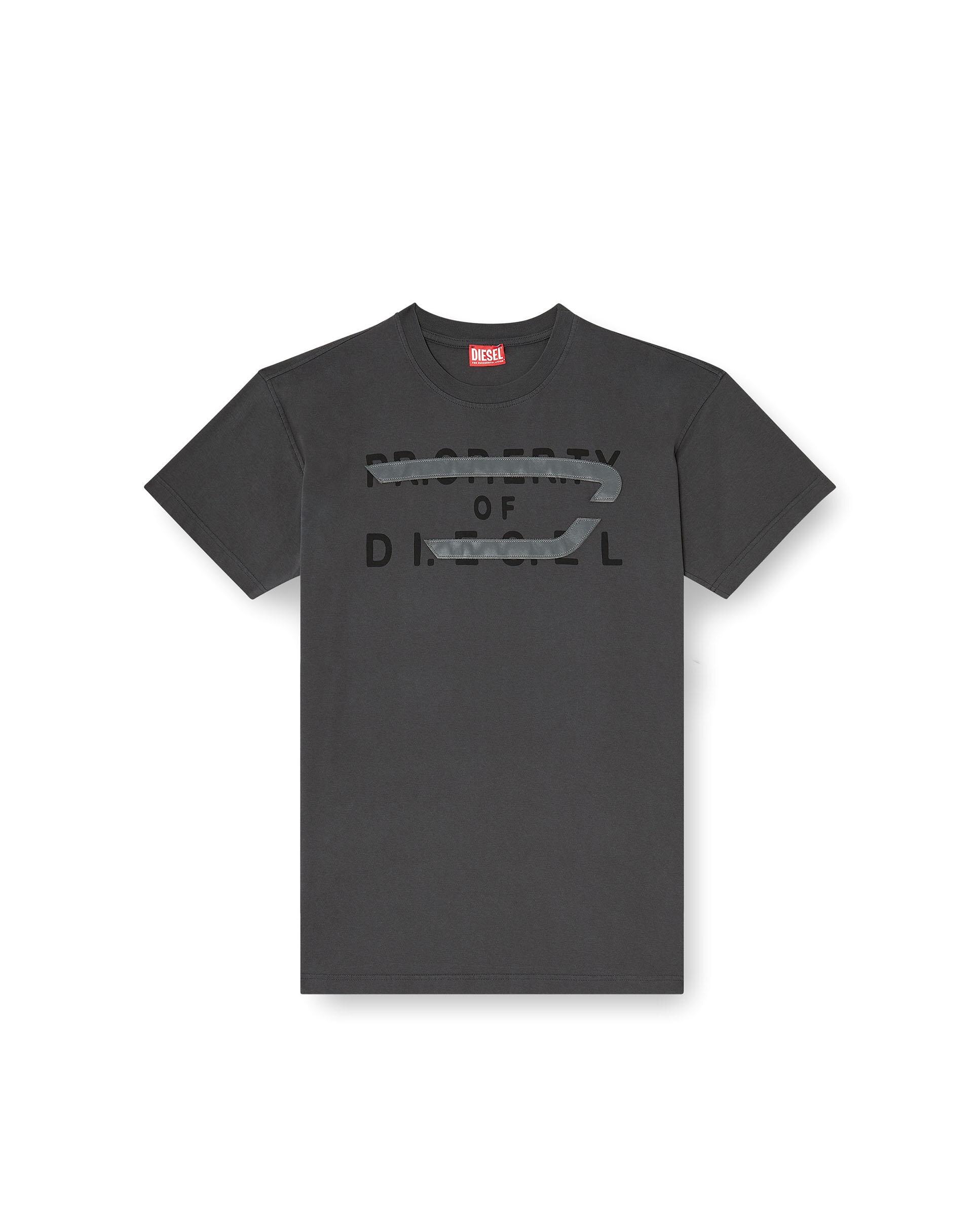 Camiseta de manga corta de hombre regular con aplique de D - Diesel - Gris oscuro Gris oscuro-4