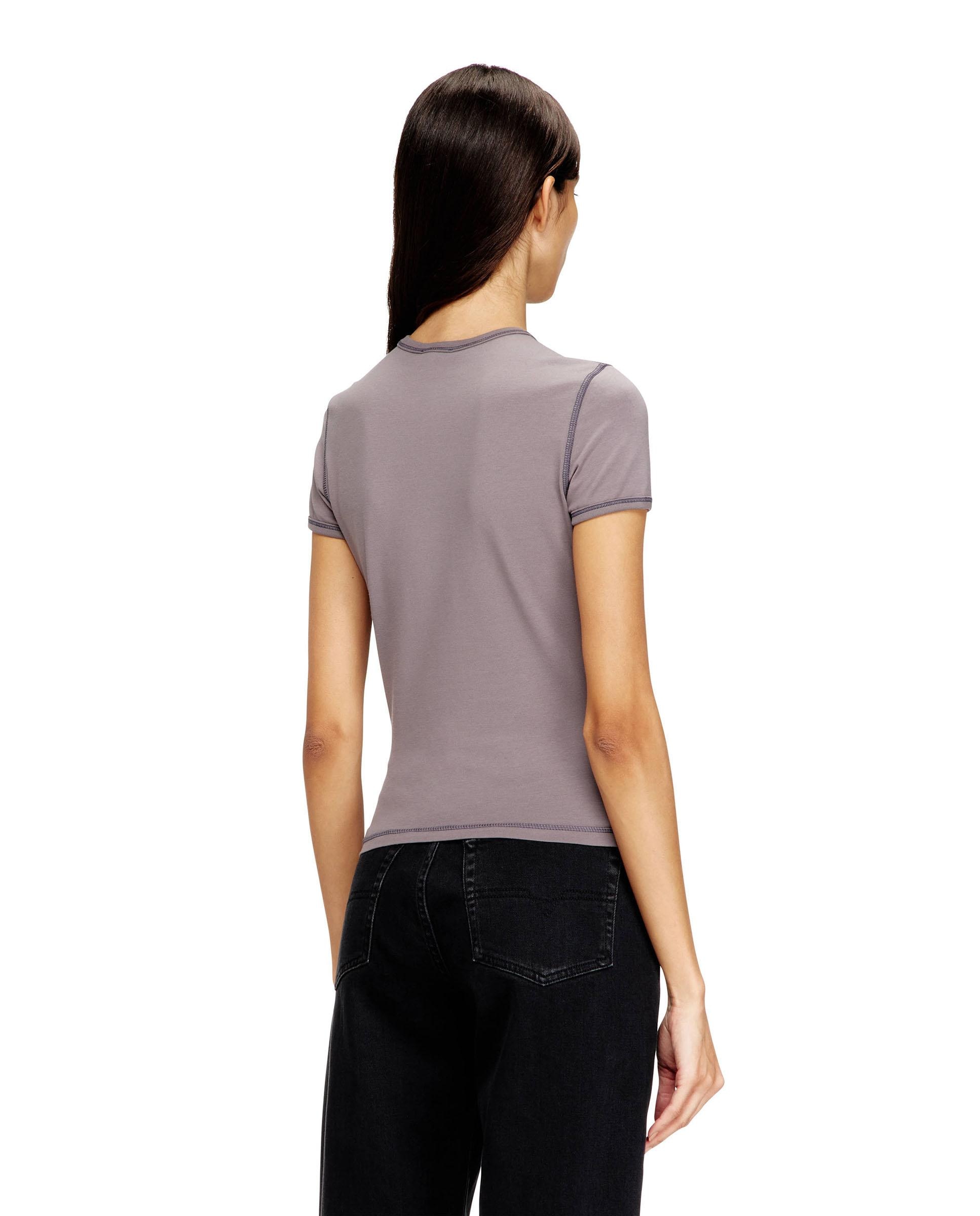 Camiseta de mujer slim con corazón y tachuelas - Diesel - Gris Gris-2