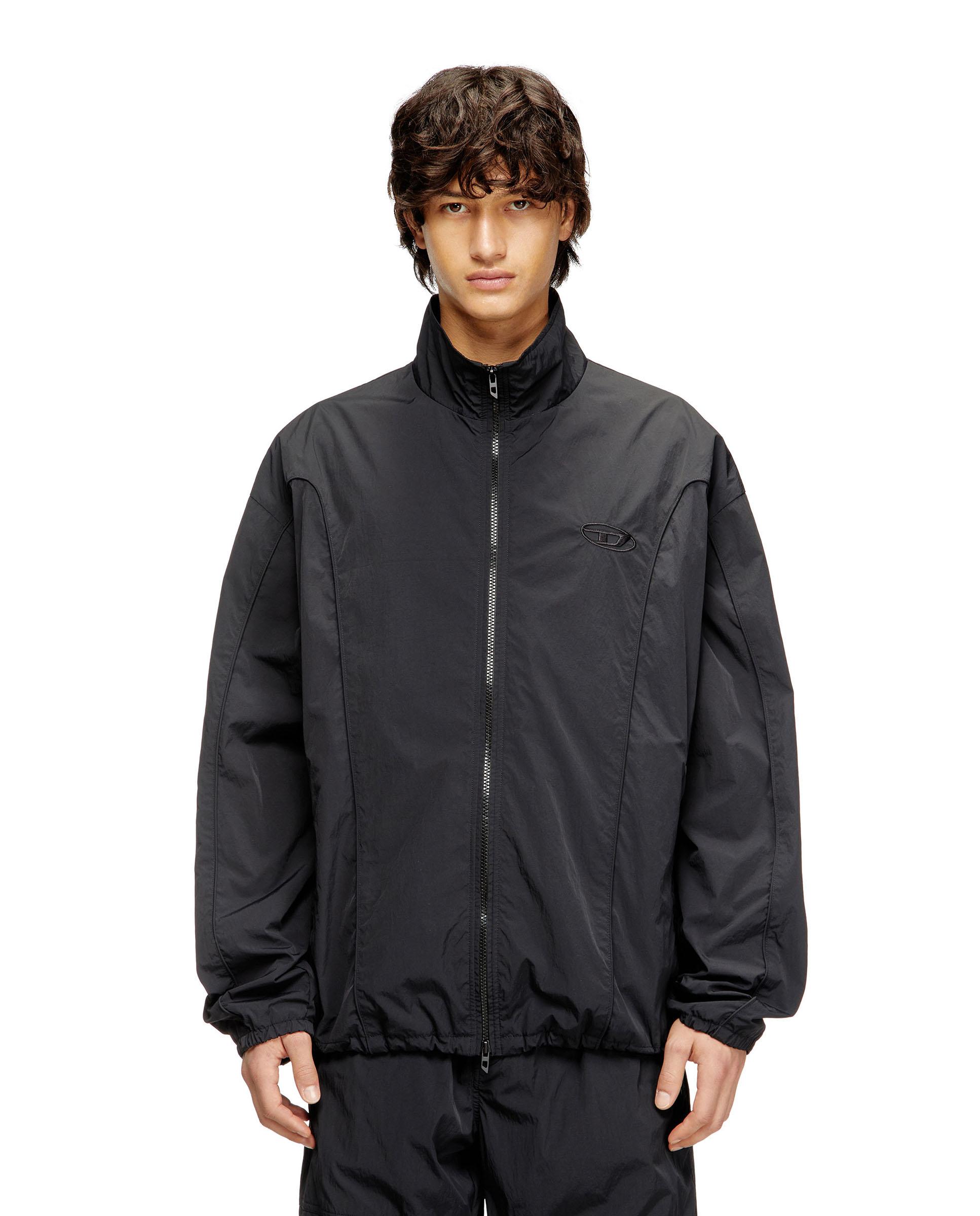 Diesel - Chaqueta de hombre de nailon arrugado con ribetes.