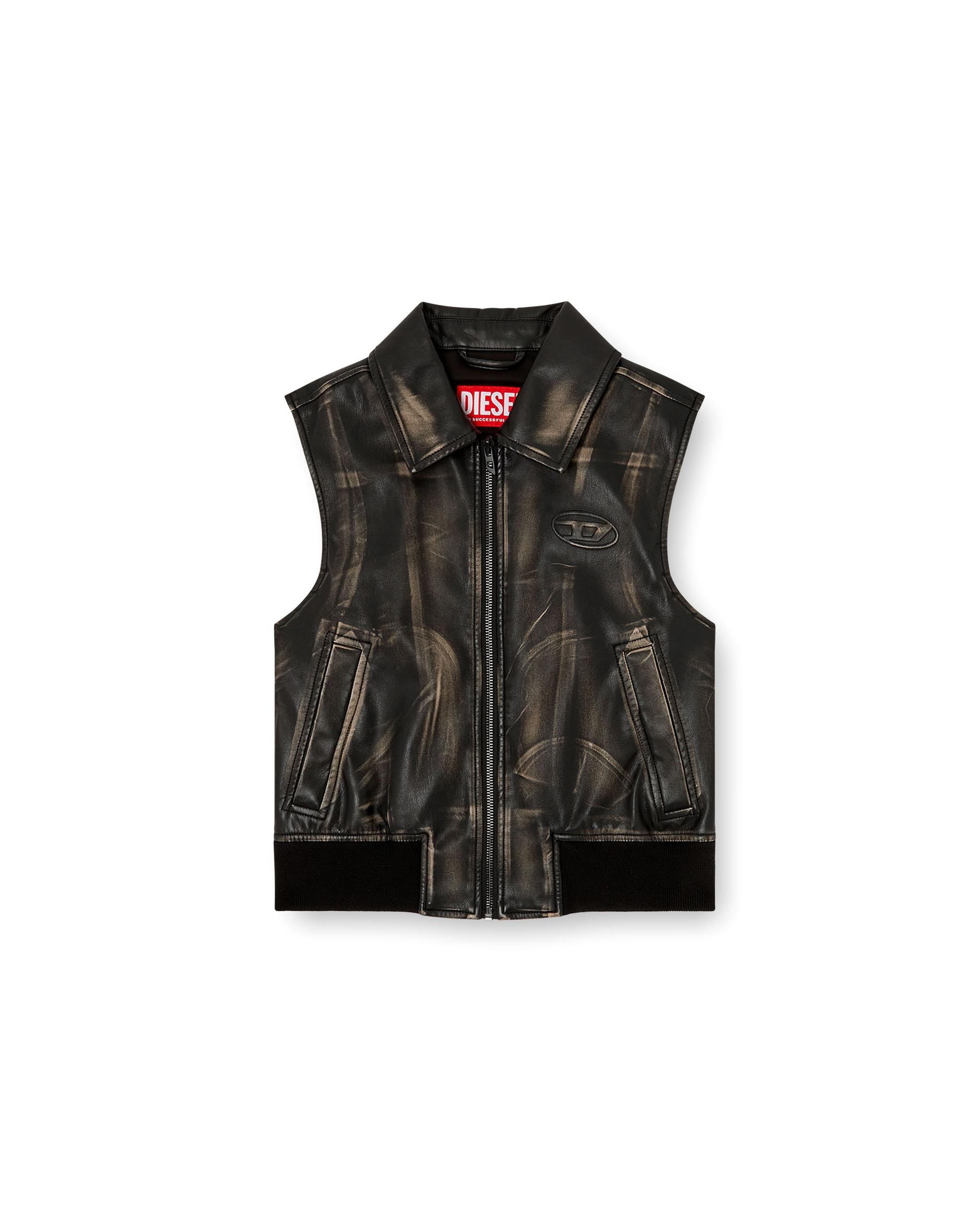 Cazadora de Piel de mujer DIESEL tipo bomber sin mangas - Negro Negro-5
