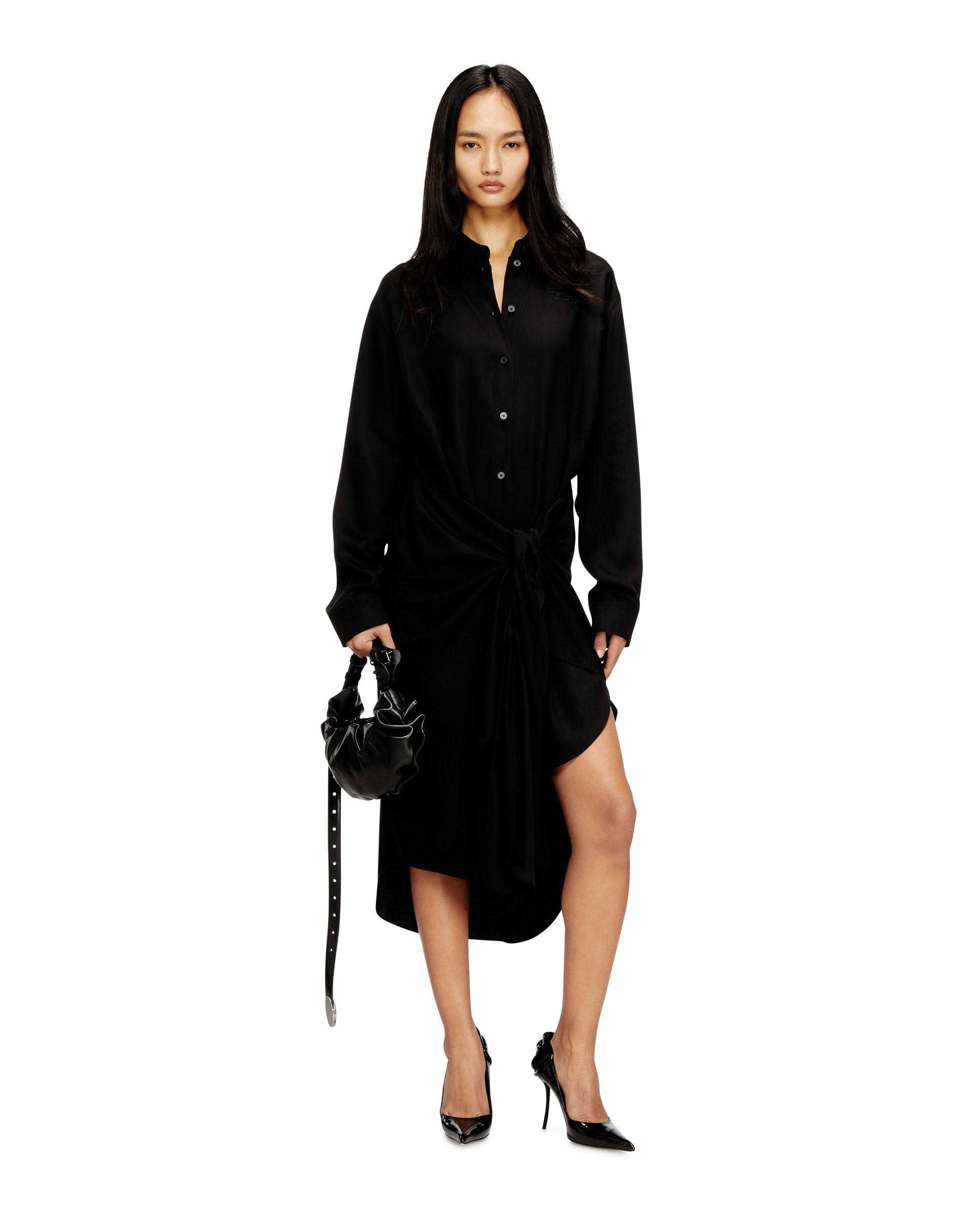 Vestido midi DIESELcon panel frontal retorcido - Negro Negro-4