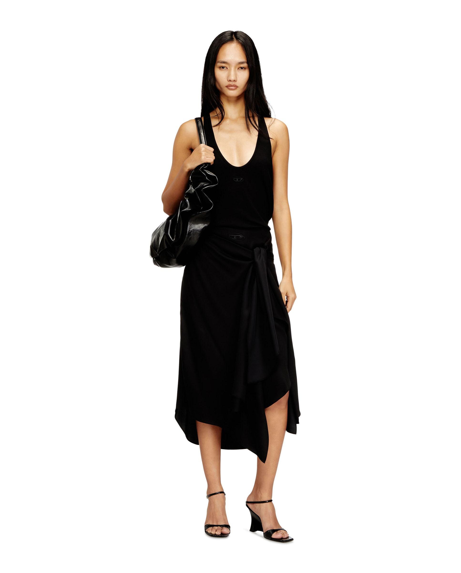 Falda midi DIESEL asimétrica con detalle anudado - Negro Negro-3
