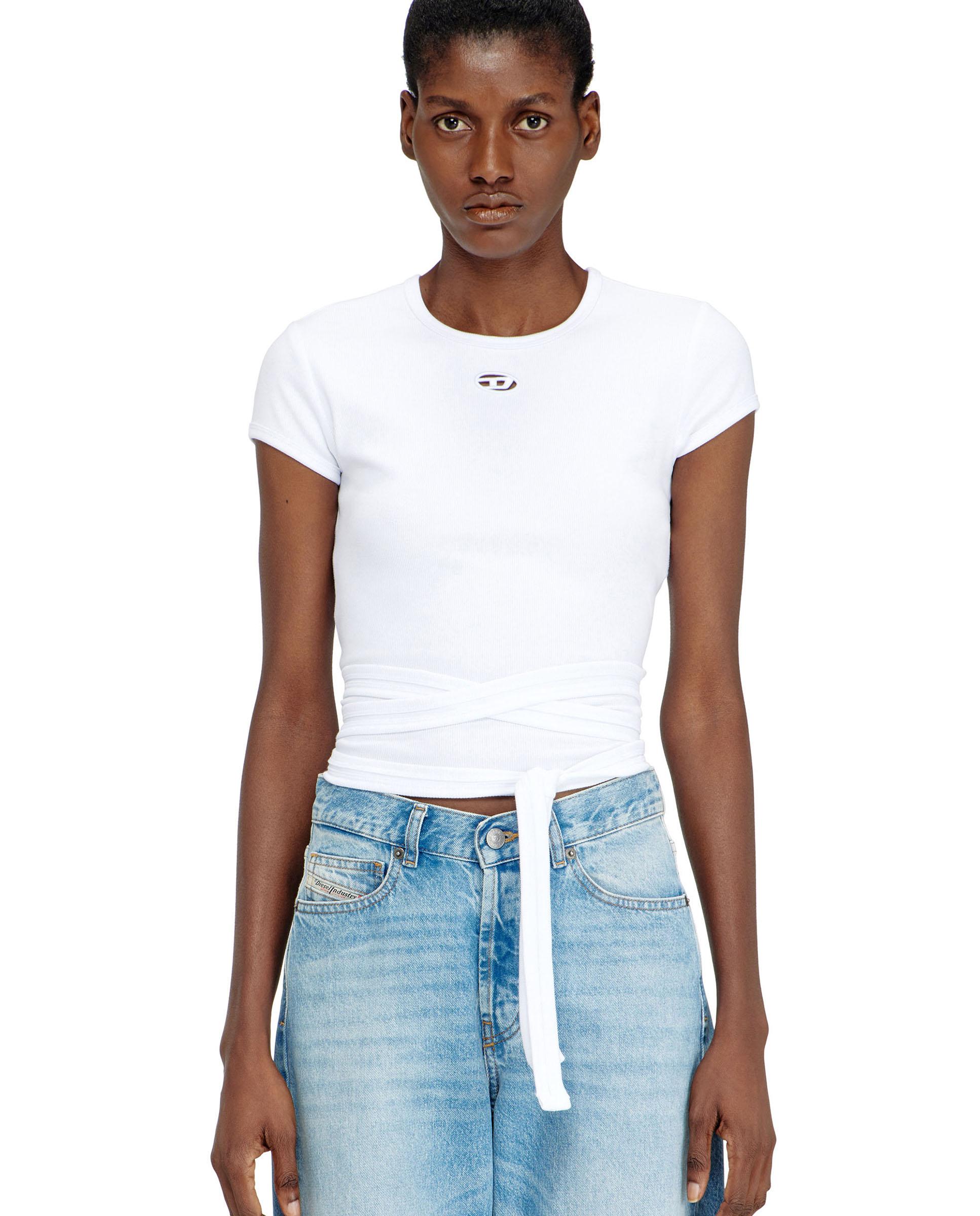 Camiseta de mujer DIESEL de manga corta con cordones en cintura - Blanco Blanco-1
