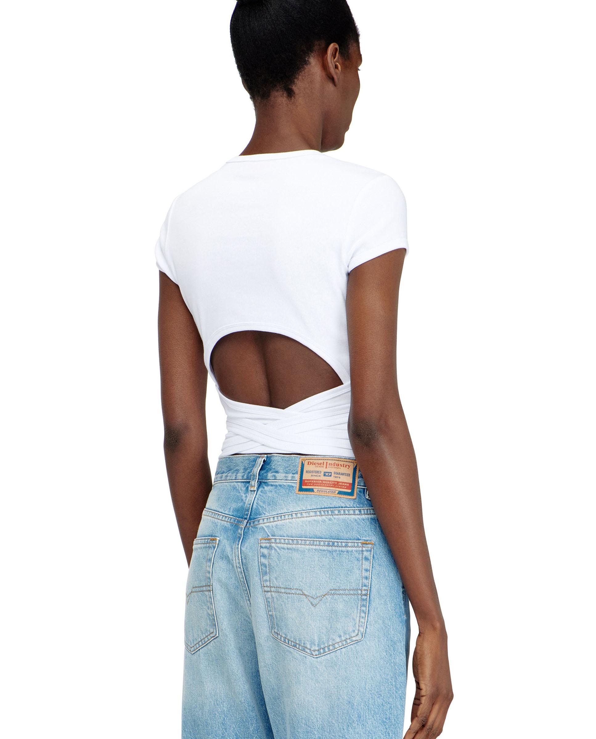 Camiseta de mujer DIESEL de manga corta con cordones en cintura - Blanco Blanco-2