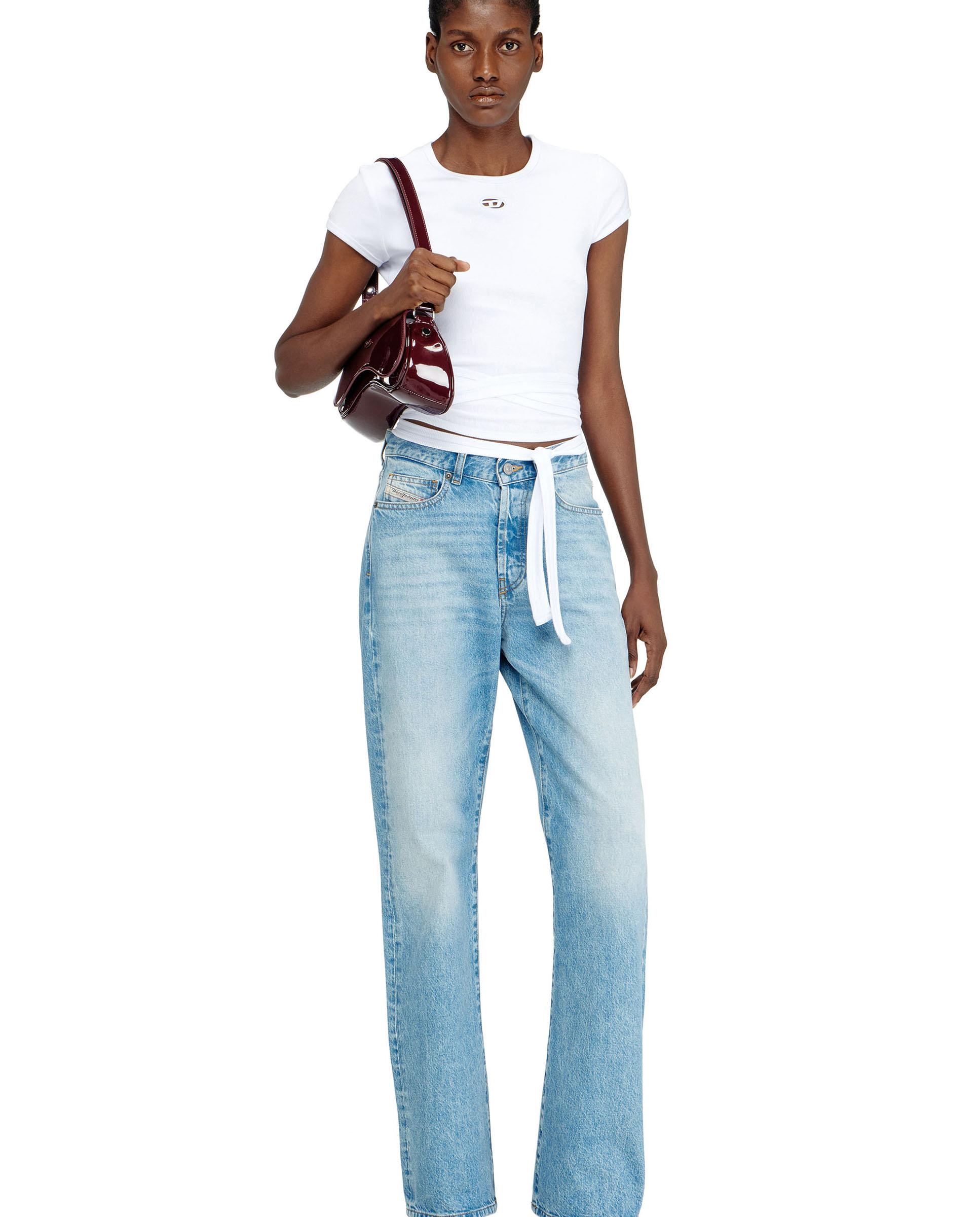 Camiseta de mujer DIESEL de manga corta con cordones en cintura - Blanco Blanco-3