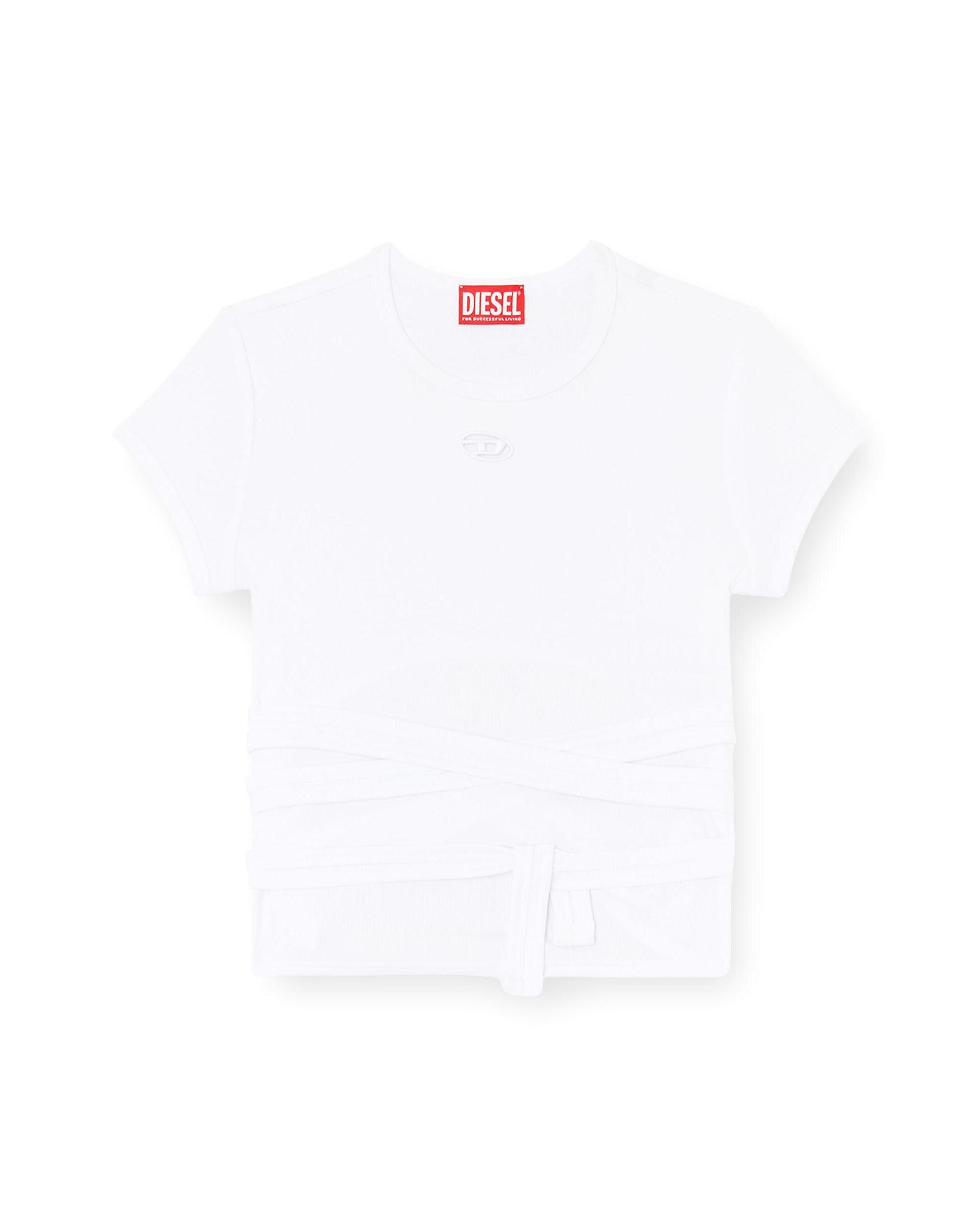 Camiseta de mujer DIESEL de manga corta con cordones en cintura - Blanco Blanco-4