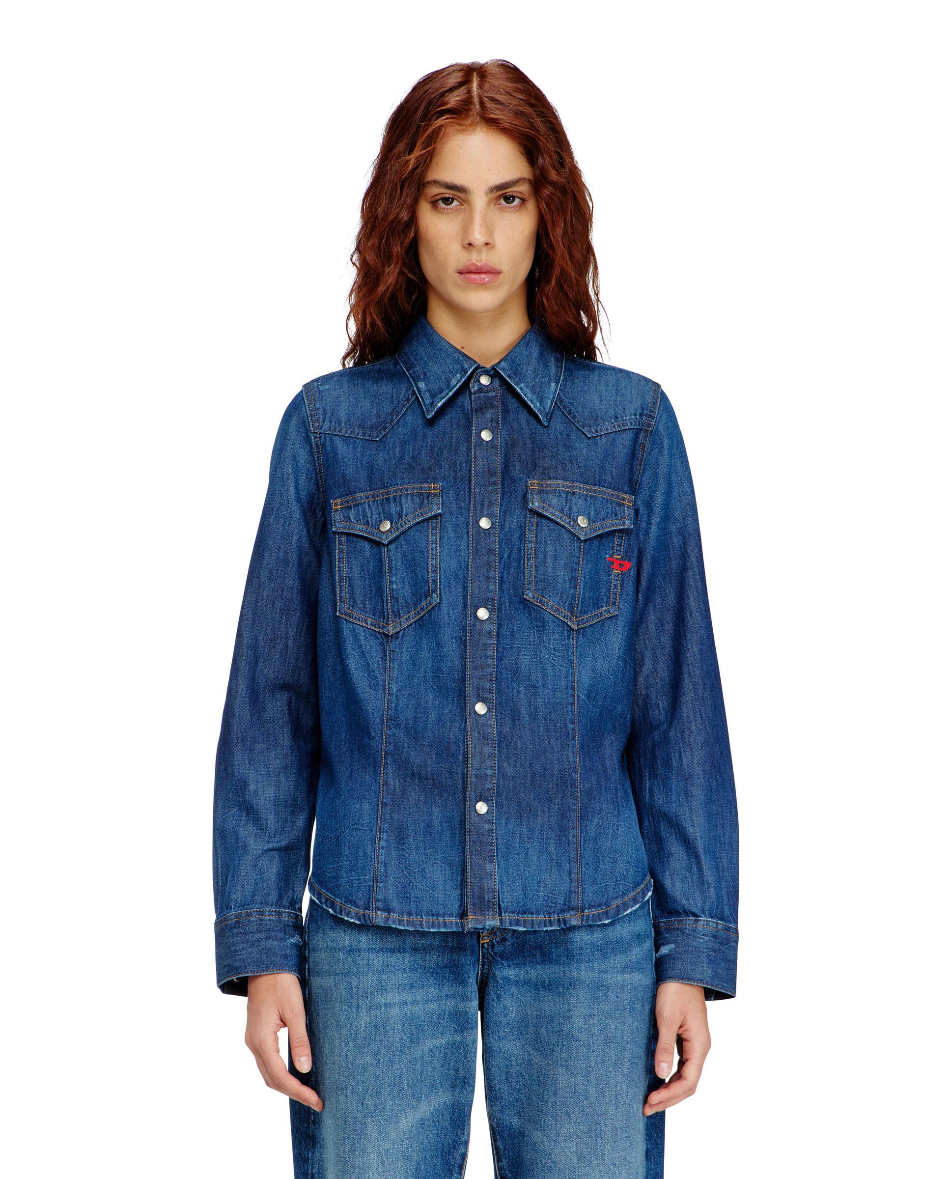 Camisa de mujer vaquera 100% algodón - Diesel - Azul marino Azul marino-1