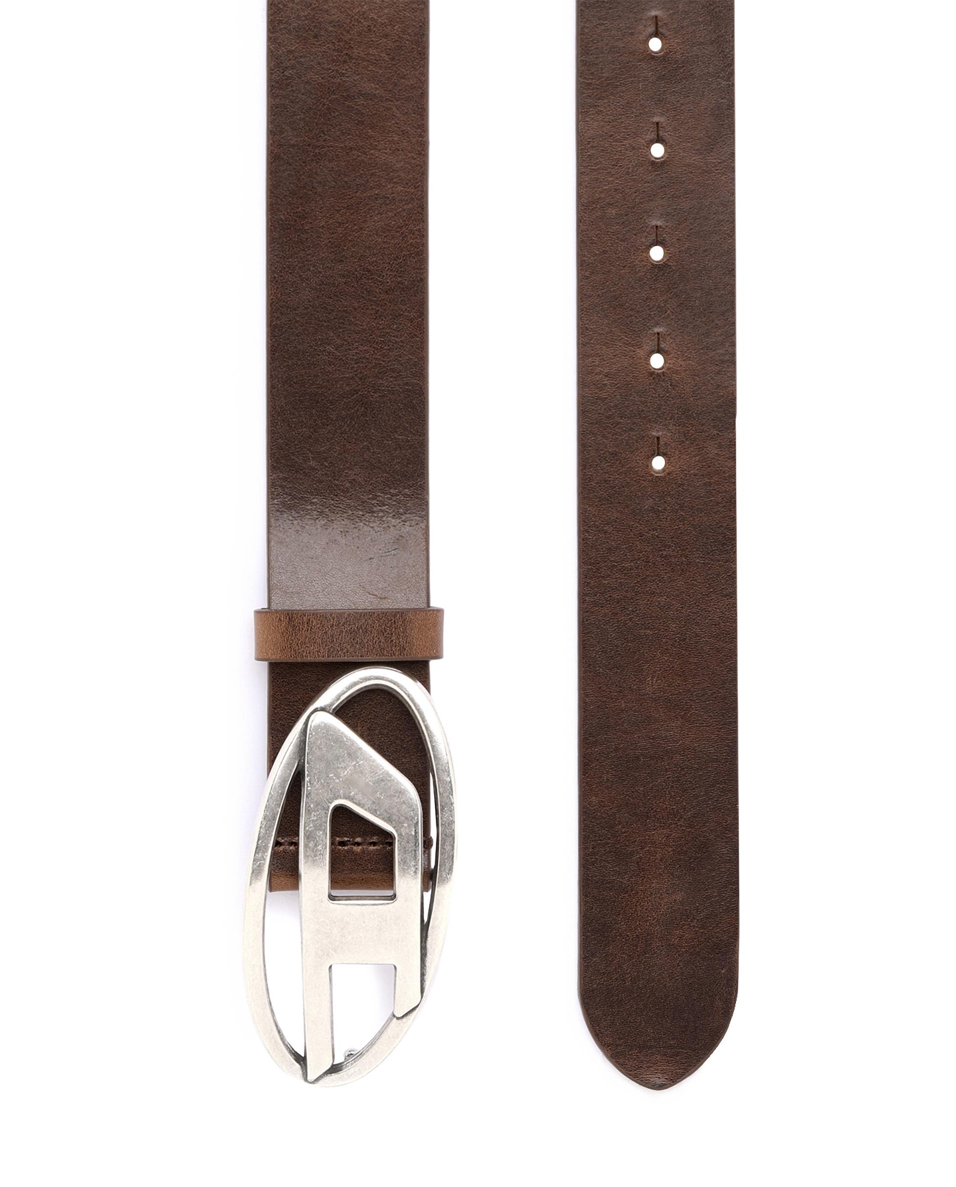 Cinturón unisex diesel de piel con hebilla metálica - Marrón Marrón-4
