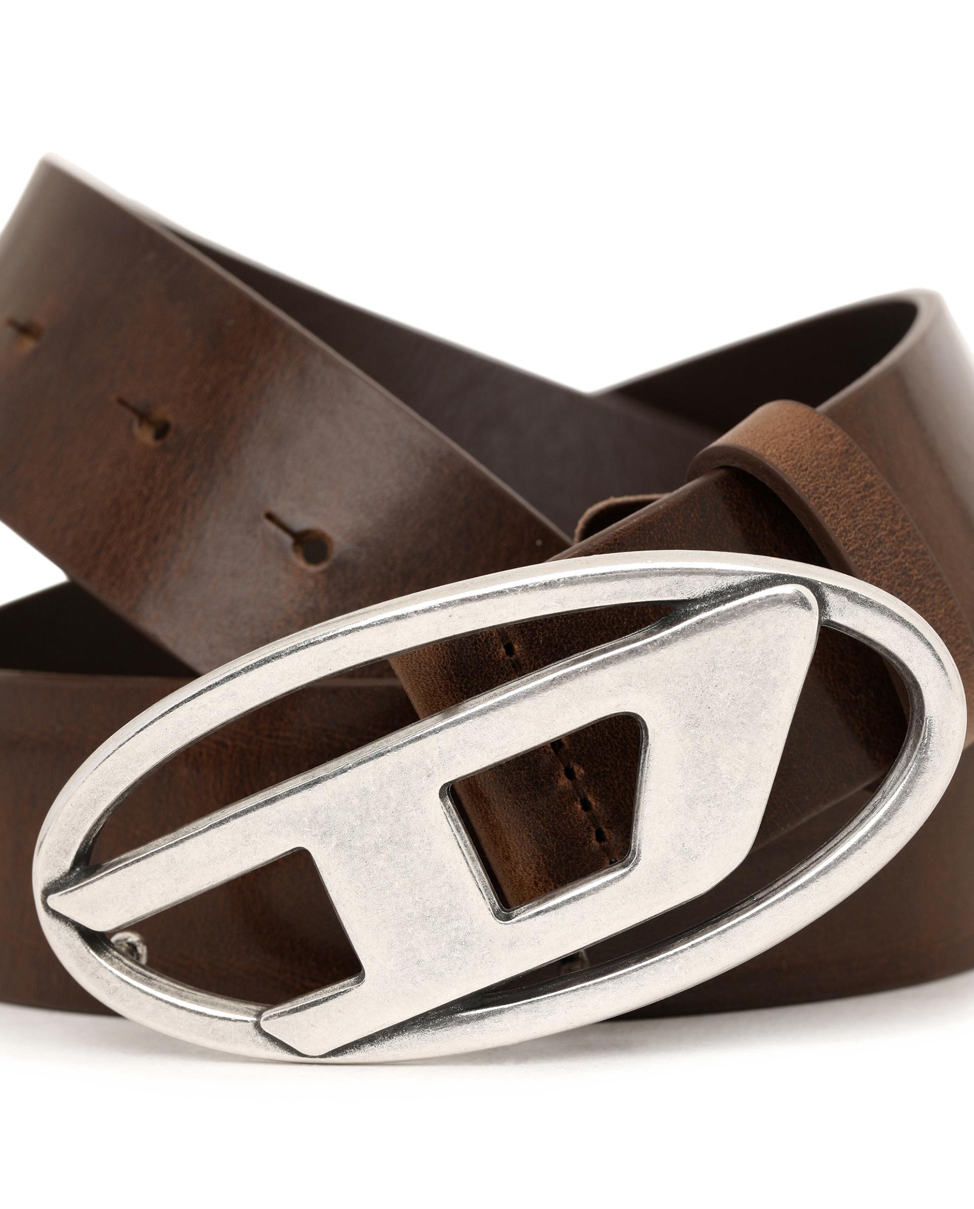 Cinturón unisex diesel de piel con hebilla metálica - Marrón Marrón-3