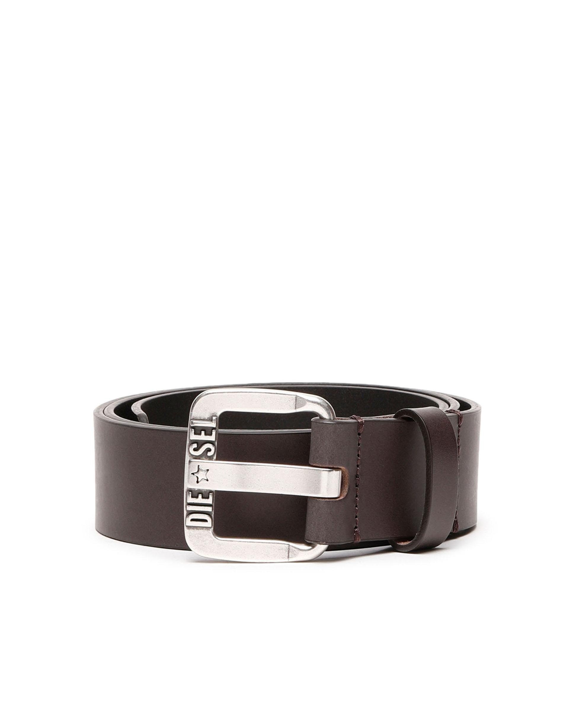 Imagen 1 de Cinturón de hombre de piel con hebilla con logo - Diesel - Marrón oscuro Marrón oscuro