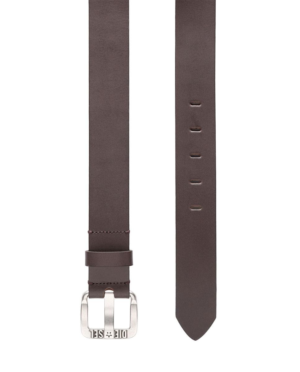 Imagen 3 de Cinturón de hombre de piel con hebilla con logo - Diesel - Marrón oscuro Marrón oscuro
