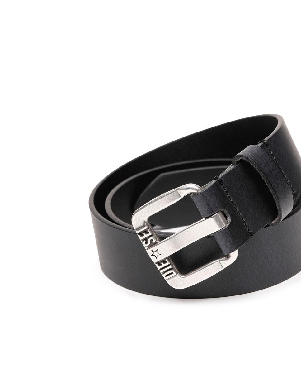 Imagen 3 de Cinturón de hombre de piel con hebilla con logo - Diesel - Negro Negro