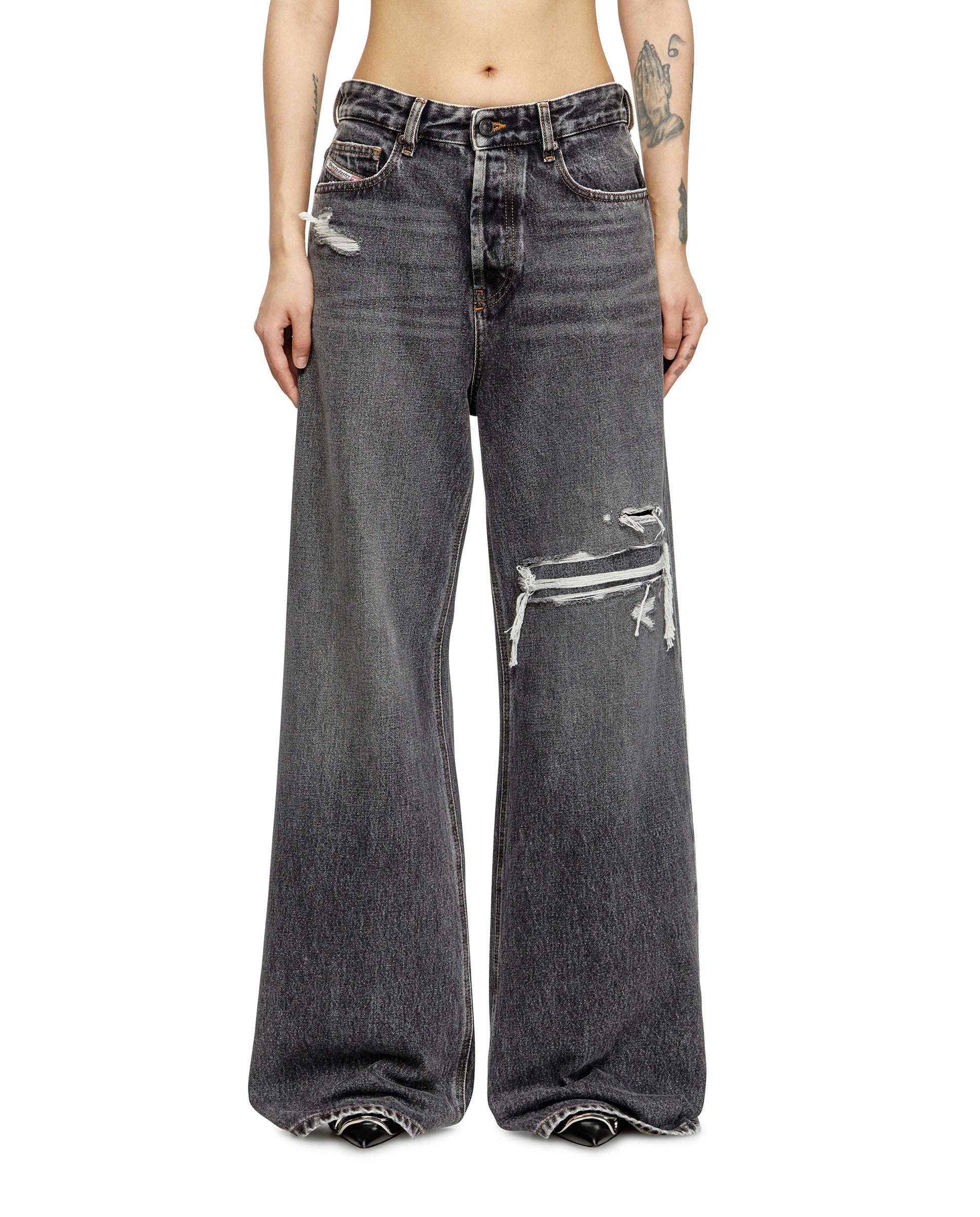 Vaqueros anchos de mujer DIESEL fit relaxed con cintura baja - Gris oscuro Gris oscuro-1