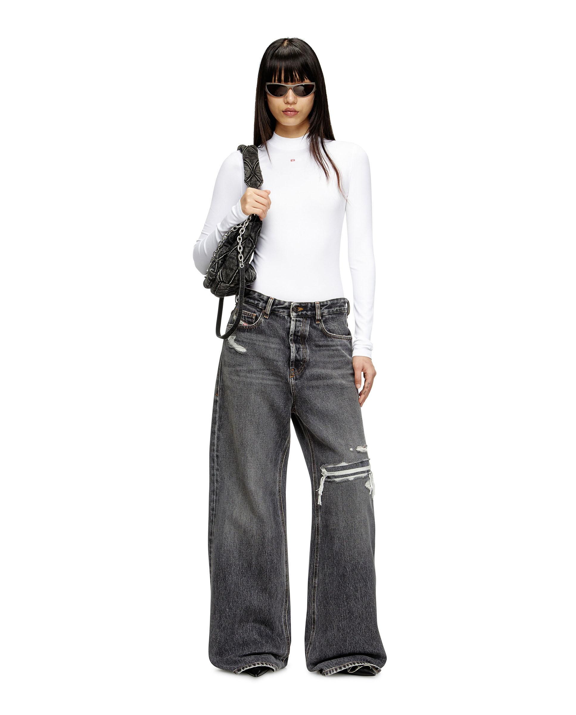 Vaqueros anchos de mujer DIESEL fit relaxed con cintura baja - Gris oscuro Gris oscuro-4