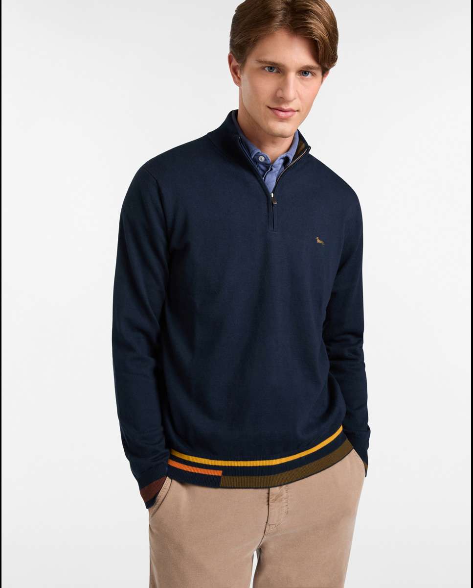 Harmont&Blaine - Jersey de hombre half zip con detalles.