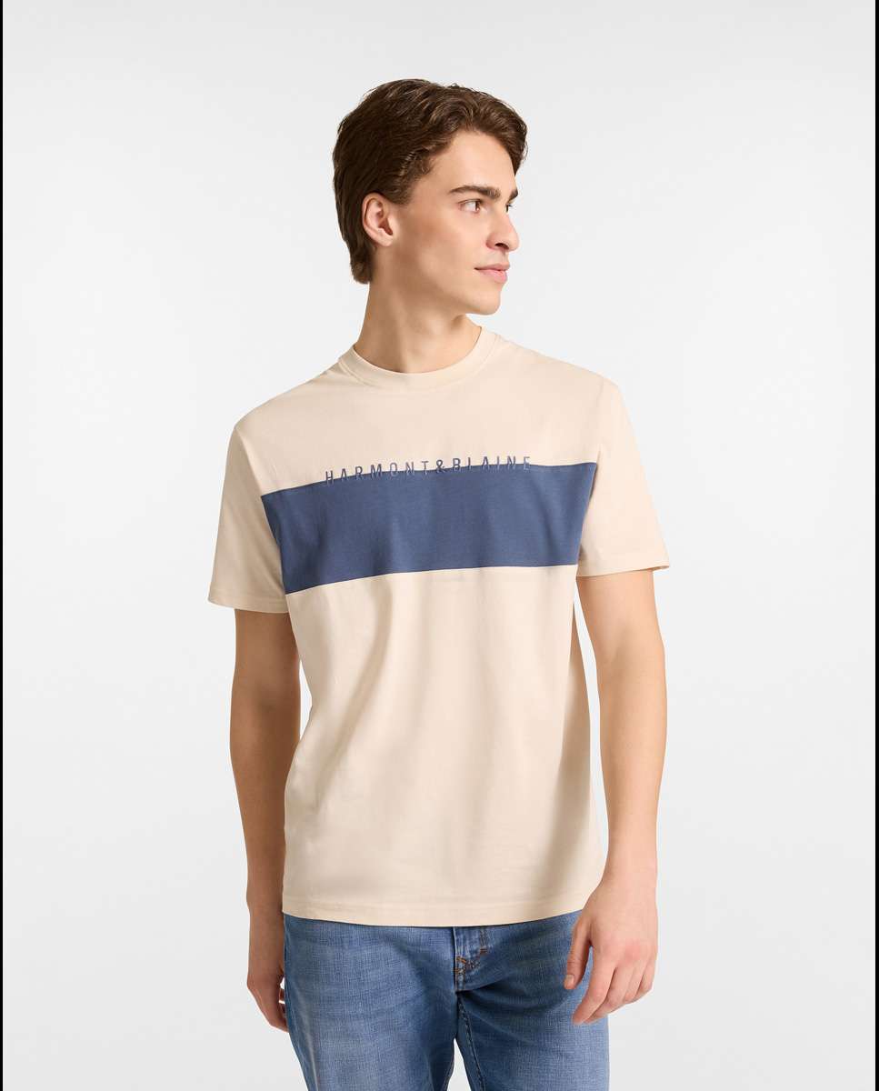 Harmont&Blaine - Camiseta de hombre color block manga corta.