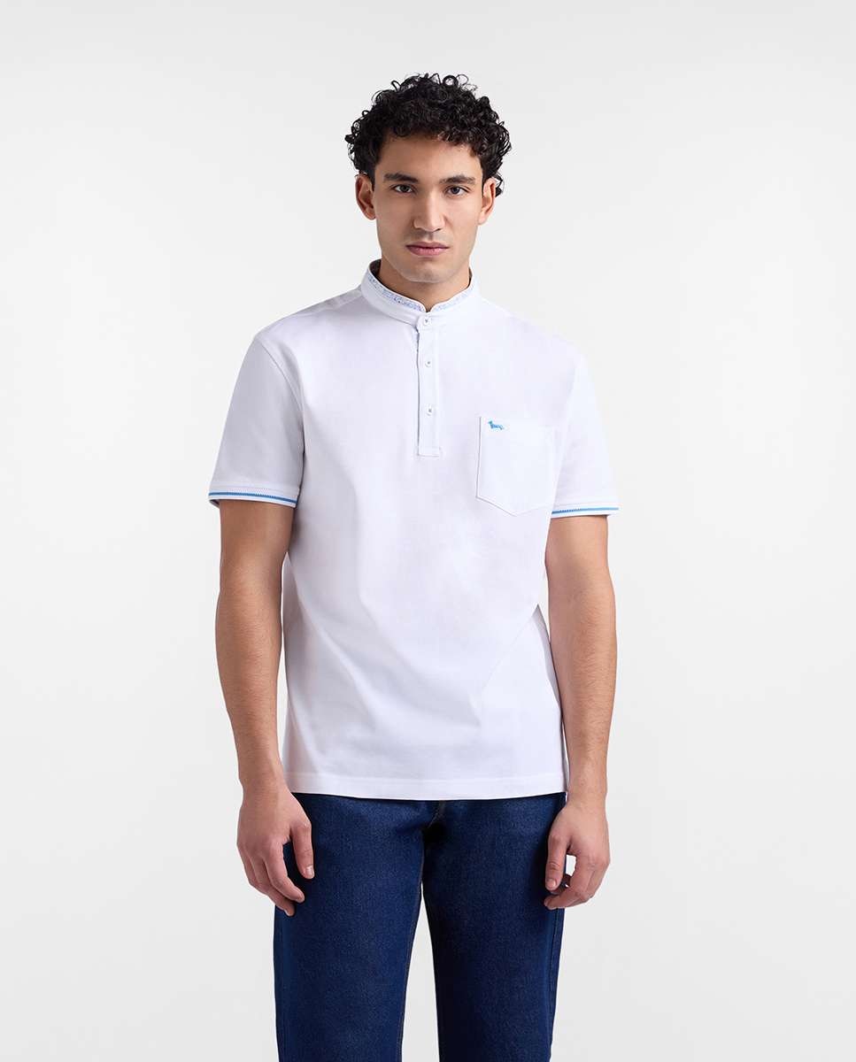 Polo de hombre cuello coreano con contrastes - Harmont&Blaine - Blanco Blanco-1