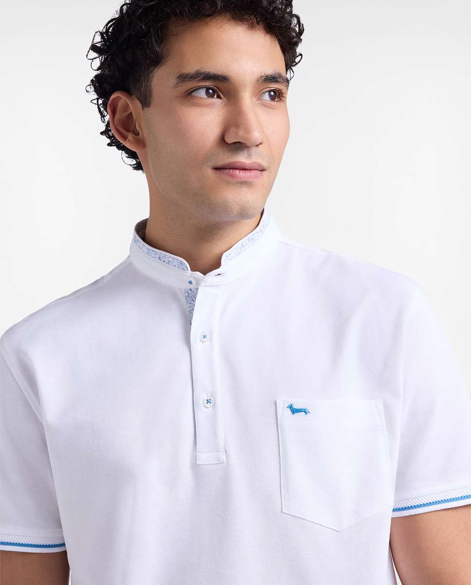 Polo de hombre cuello coreano con contrastes - Harmont&Blaine - Blanco Blanco-3