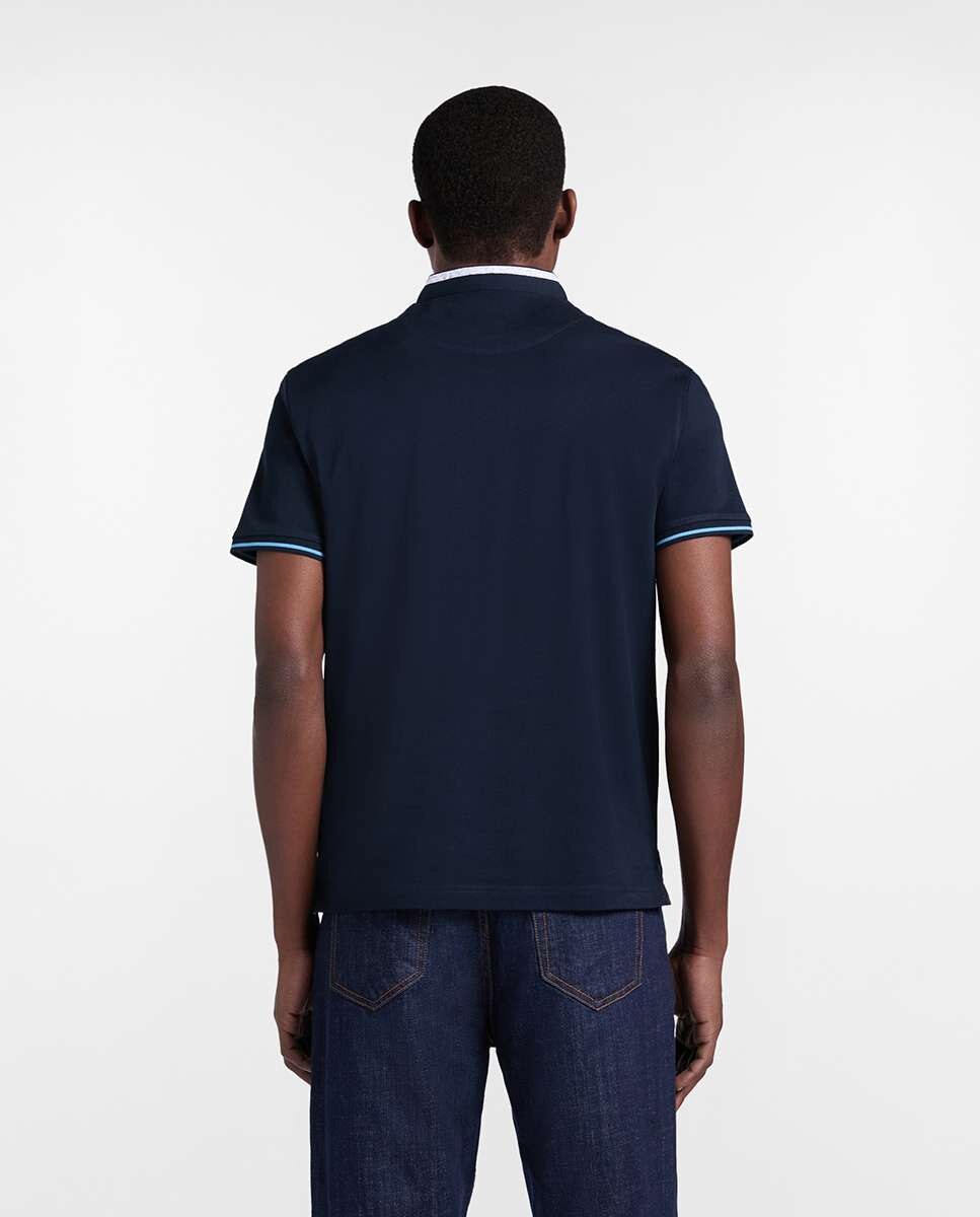 Polo de hombre cuello coreano con contrastes - Harmont&Blaine - Azul marino Azul marino-2
