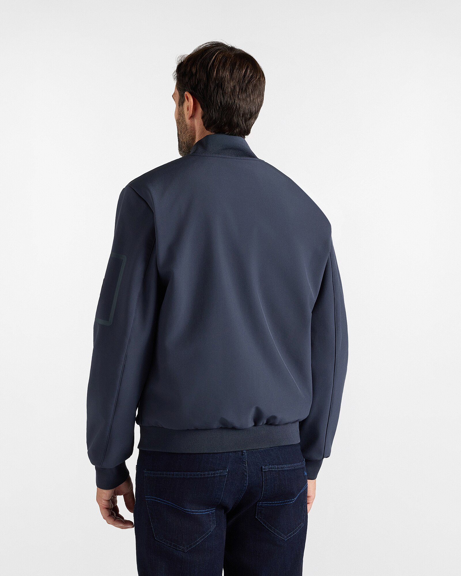Imagen 2 de Chaqueta de hombre en softshell con acabados en canalé - Harmont&Blaine - Azul marino Azul marino