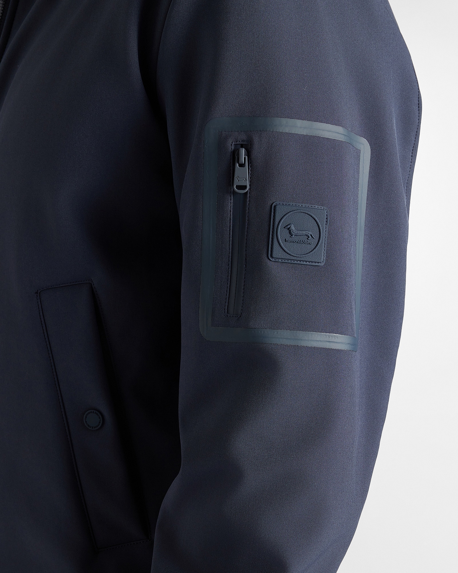 Imagen 3 de Chaqueta de hombre en softshell con acabados en canalé - Harmont&Blaine - Azul marino Azul marino