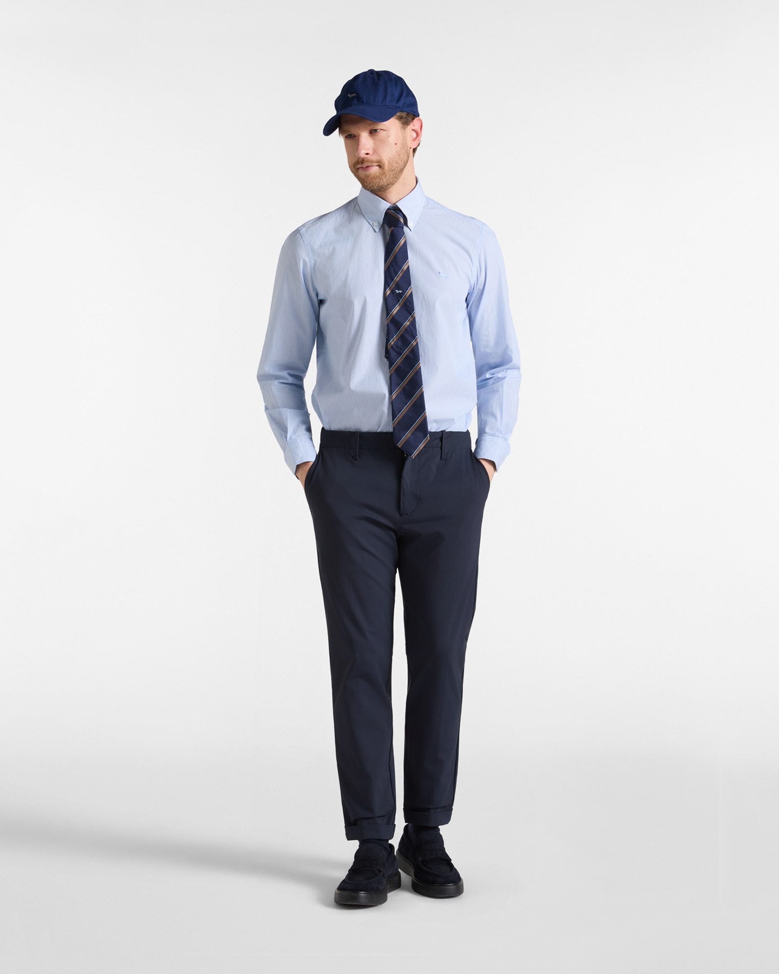 Camisa de hombre de microrayas teñido en hilo de corte regular - Harmont&Blaine - Azul celeste Azul celeste-4