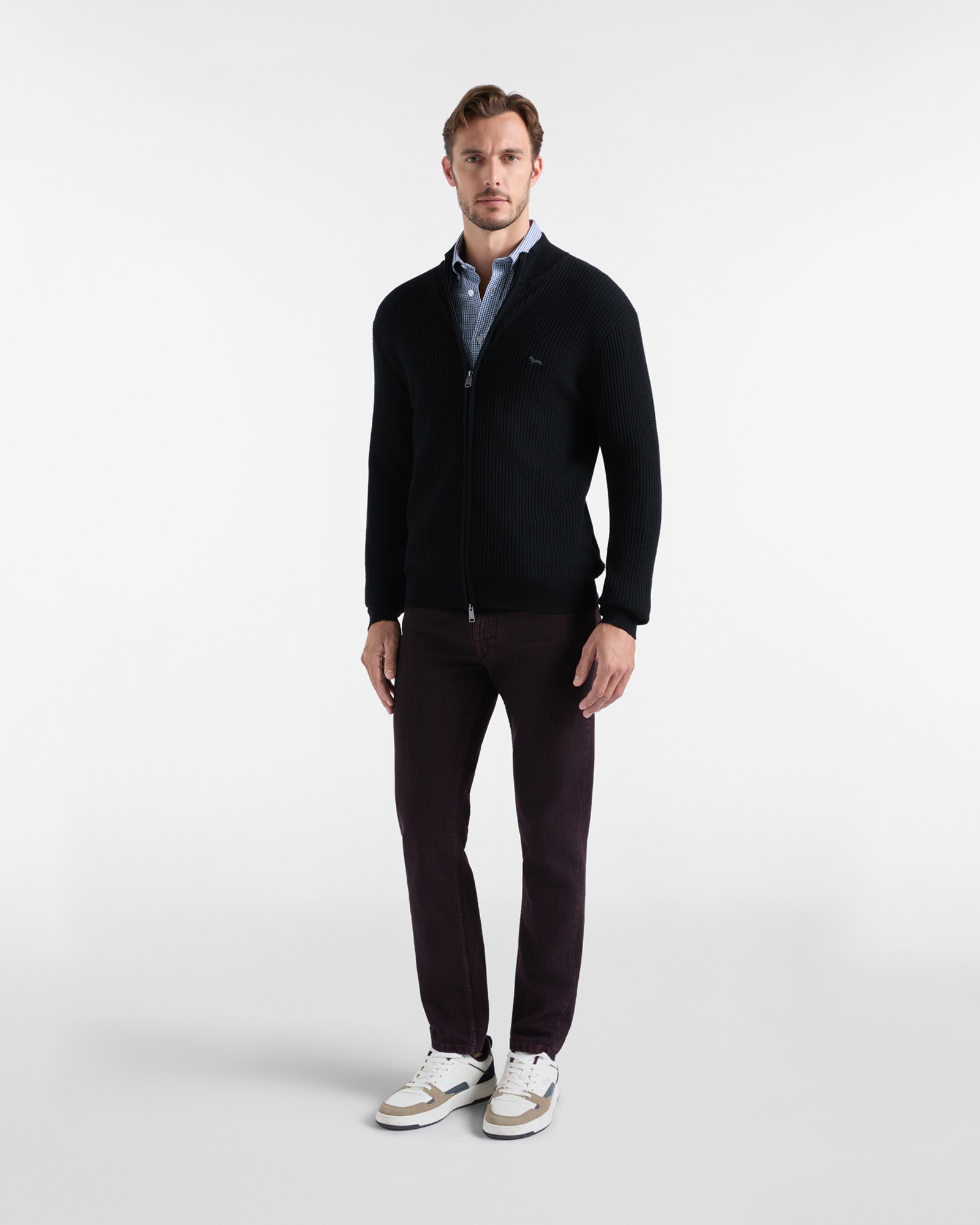 Camisa de hombre en algodón reforzado pata de gallo de corte regular - Harmont&Blaine - Azul marino Azul marino-4