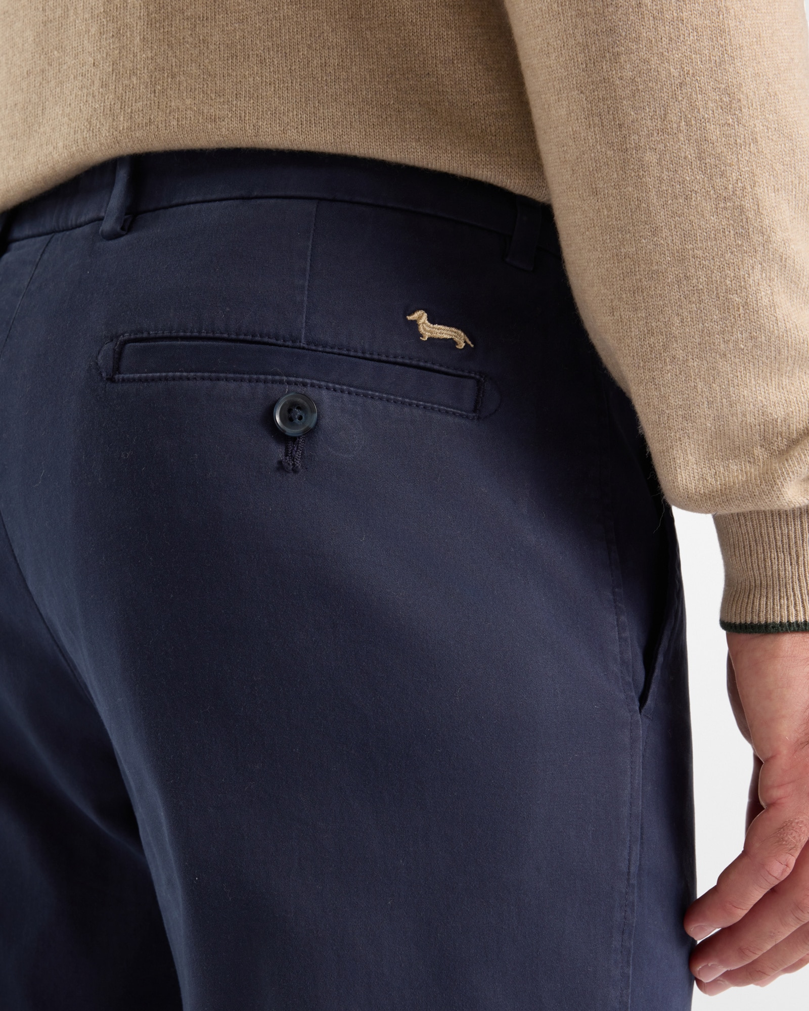 Chino de hombre en algodón elástico corte narrow - Harmont&Blaine - Azul marino Azul marino-3