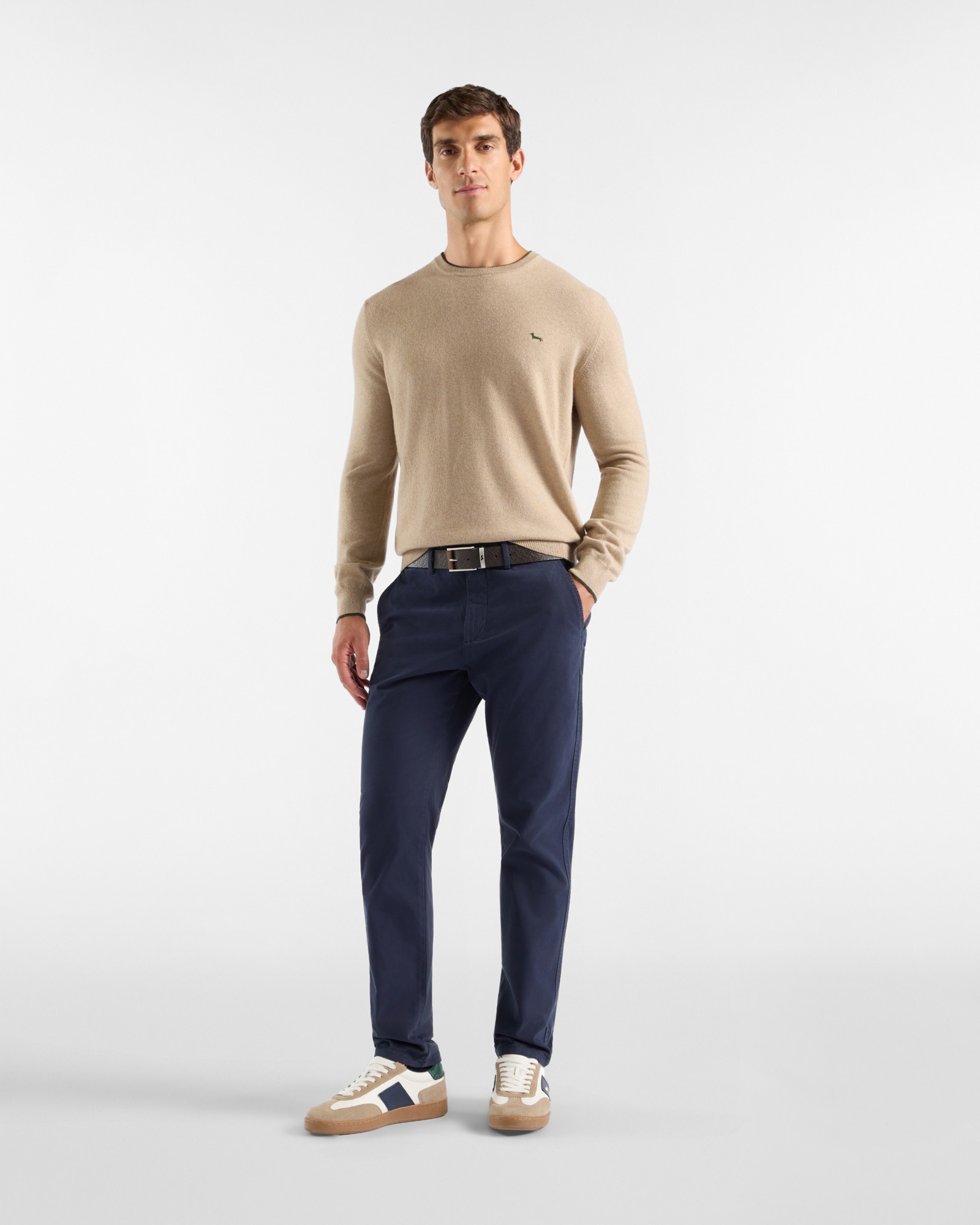 Chino de hombre en algodón elástico corte narrow - Harmont&Blaine - Azul marino Azul marino-4